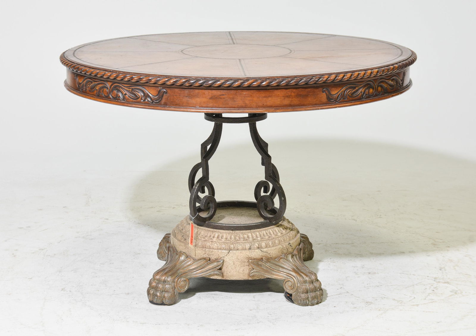 Round Leather Top Entry / Center Table (1 of 6)