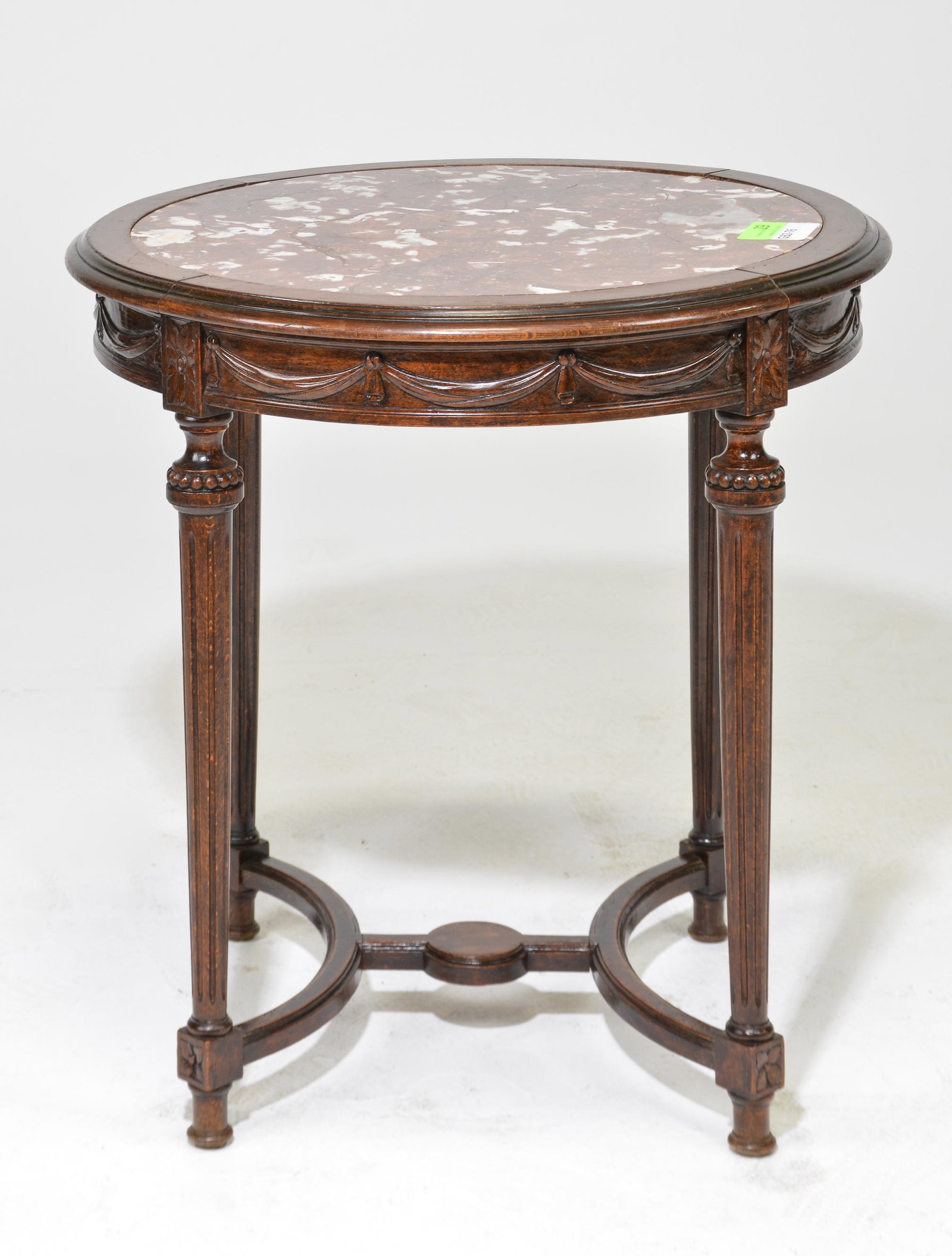 Louis XVI Style Round Occasional Table with Marble (1 of 4)