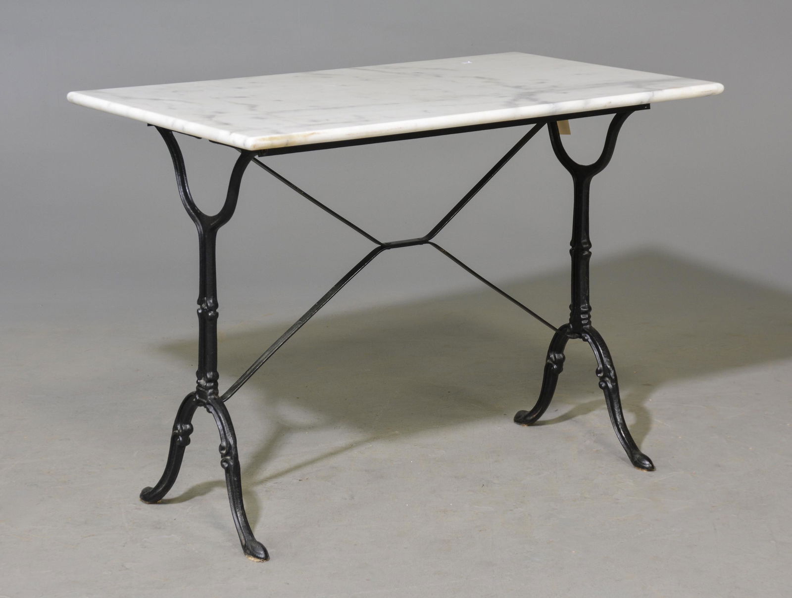 French White Marble Top Iron Base Bistro / Pub Table (1 of 3)