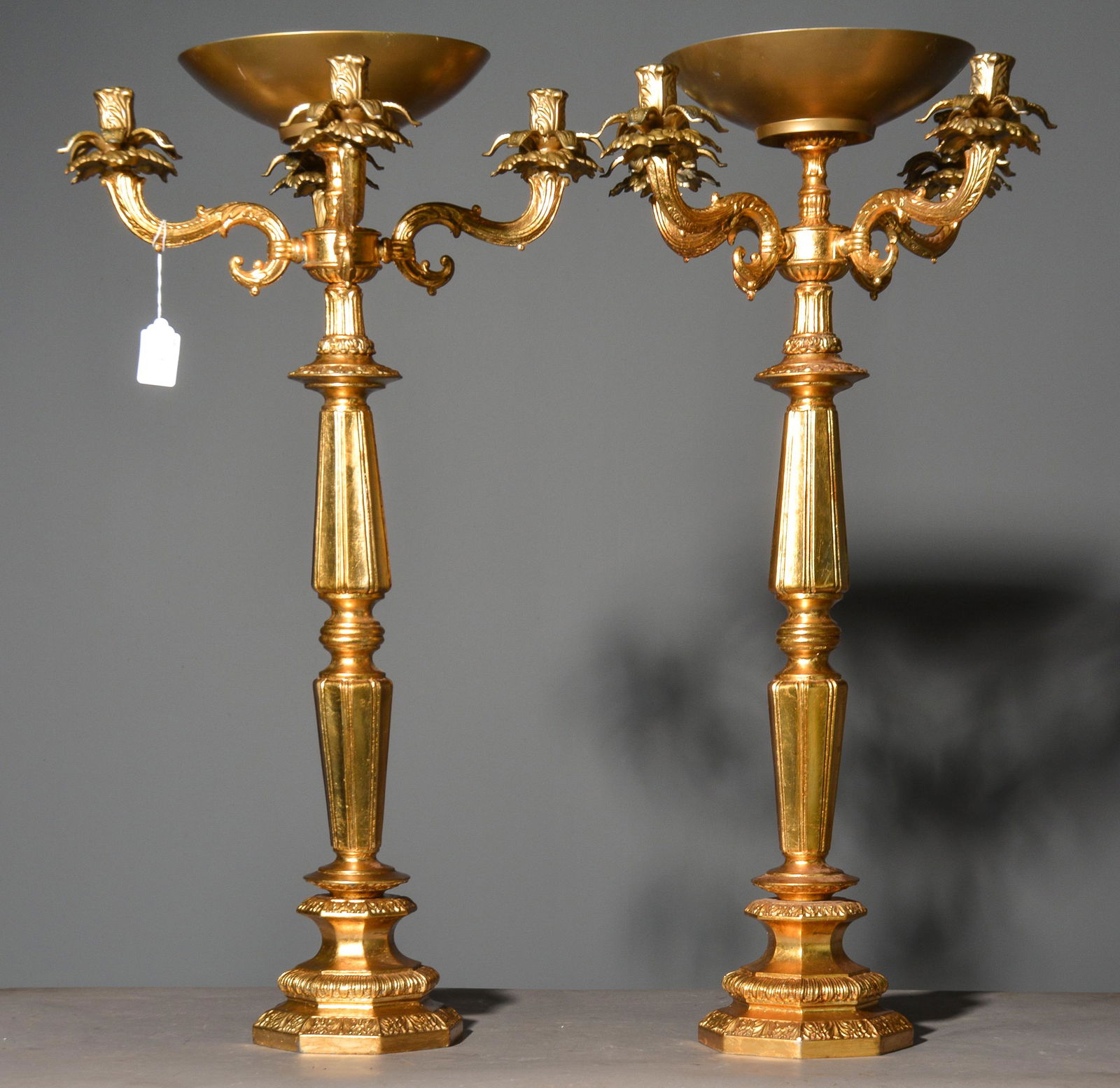 Pair of Heavily Cast / Gilded 4 Light Candelabras (1 of 4)