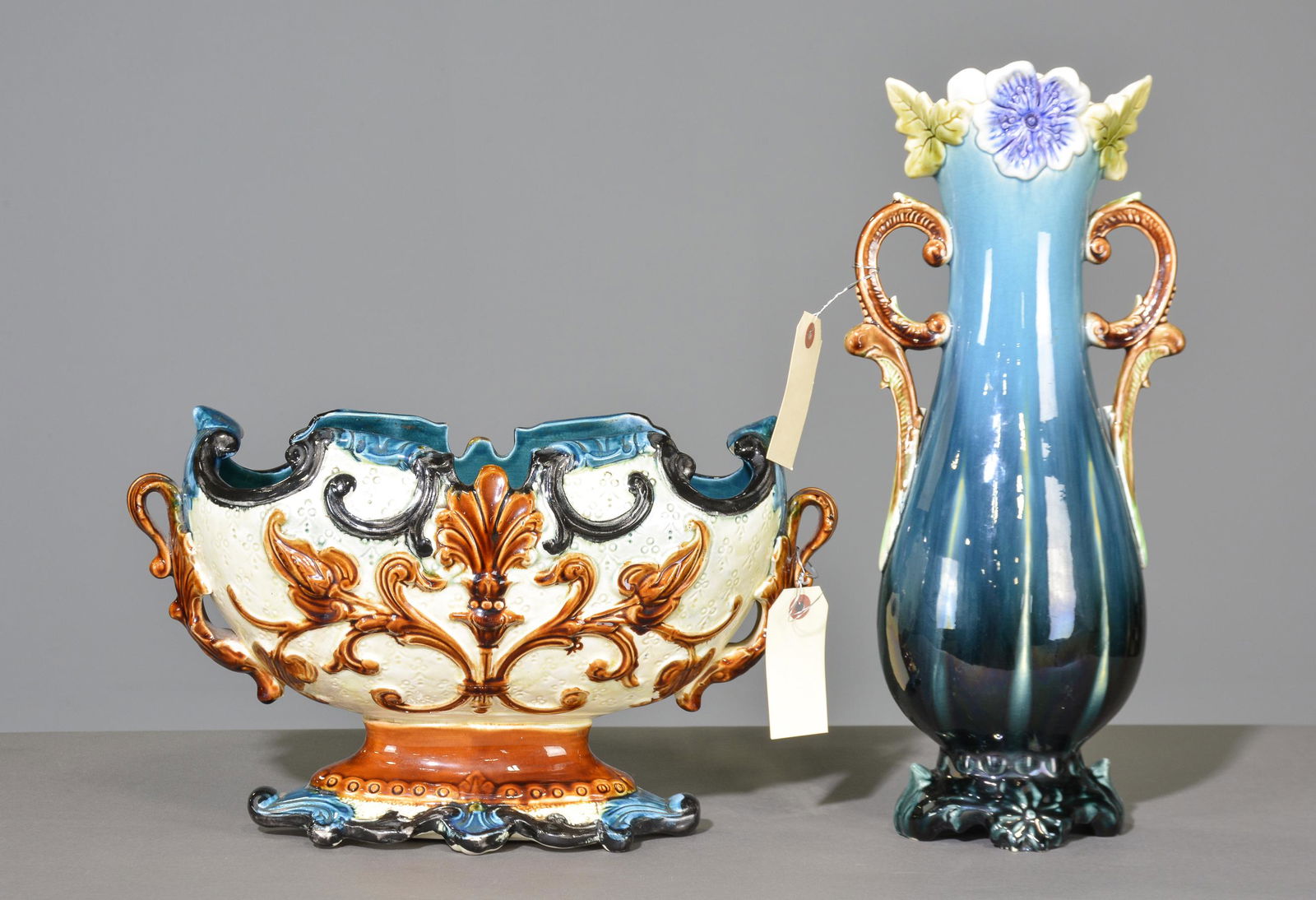 2 French Barbotine Majolica Vases (1 of 2)