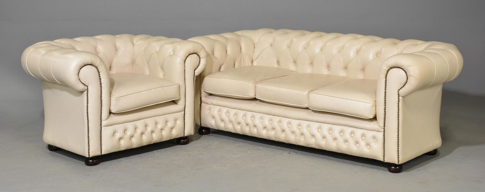 British White Chesterfield Sofa and Club Chair (1 of 6)