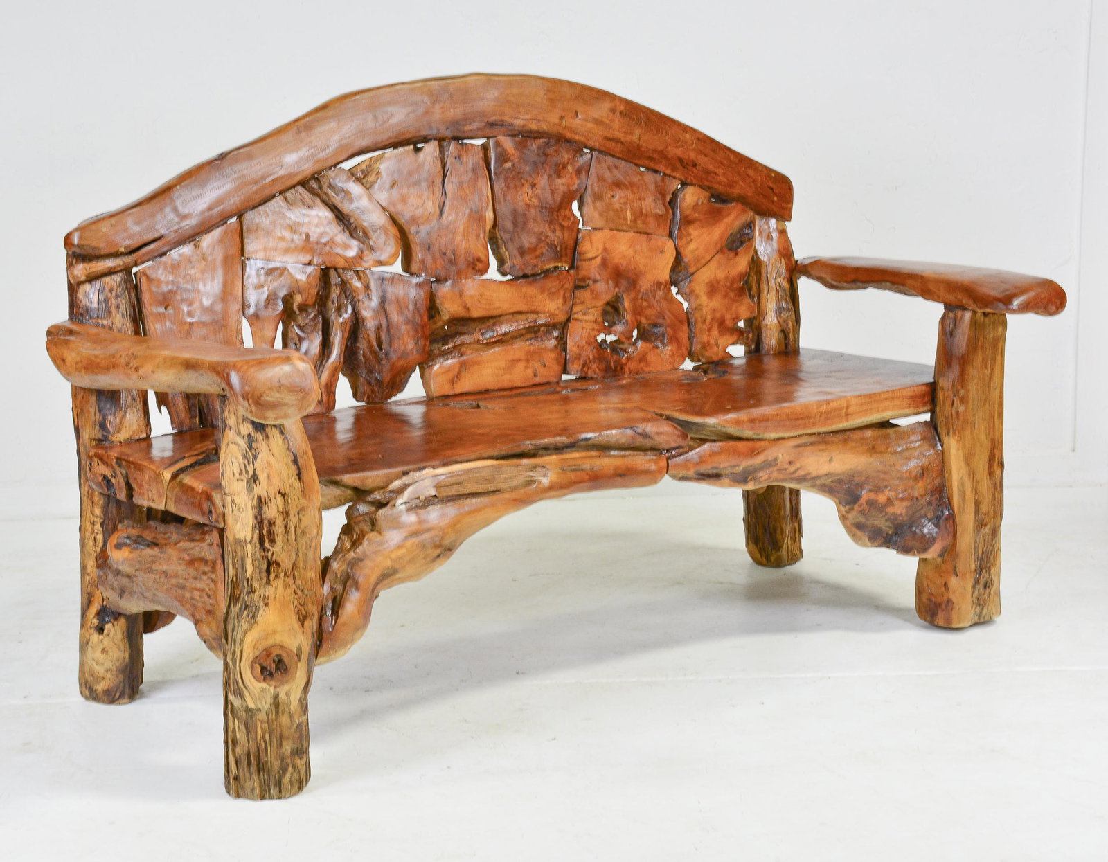 Large Teak Root Arm Bench (1 of 6)
