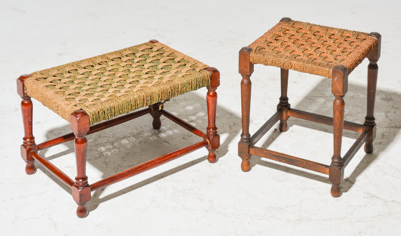 2 Woven Oak & Mahogany Stools (1 of 3)