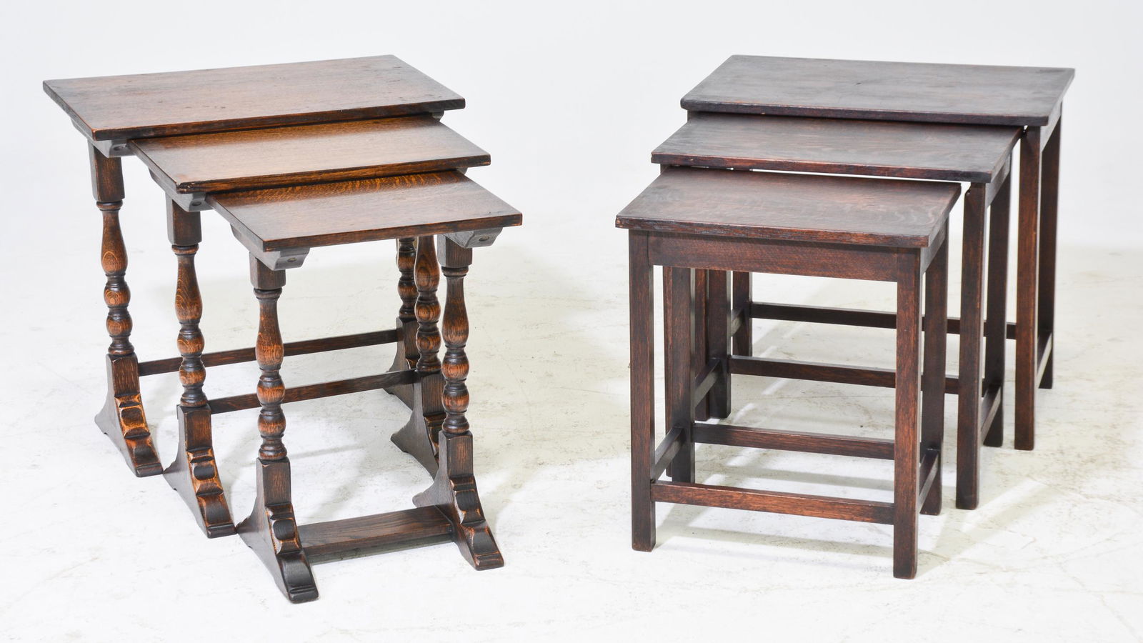 2 Sets of English Oak Nest of 3 Tables (1 of 3)