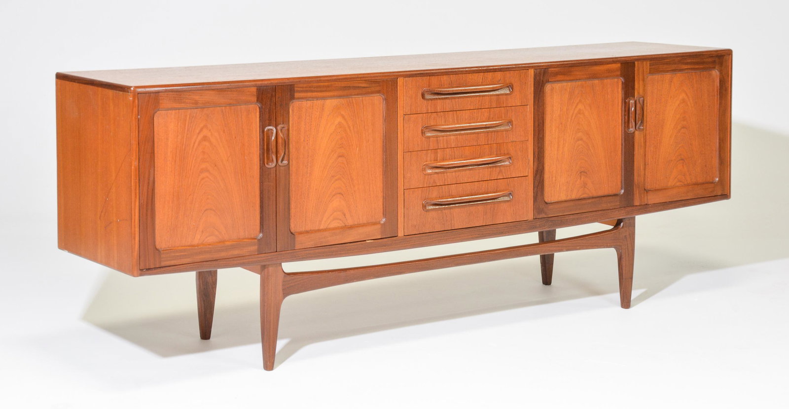 Mid Century Large "Fresco" Sideboard - G-Plan: This Danish Modern Style Teak Credenza is made by Mid Century Modern Furniture Maker G Plan ( Gplan ) & is part of their "Fresco" Range. 32 in tall x 84 x 19