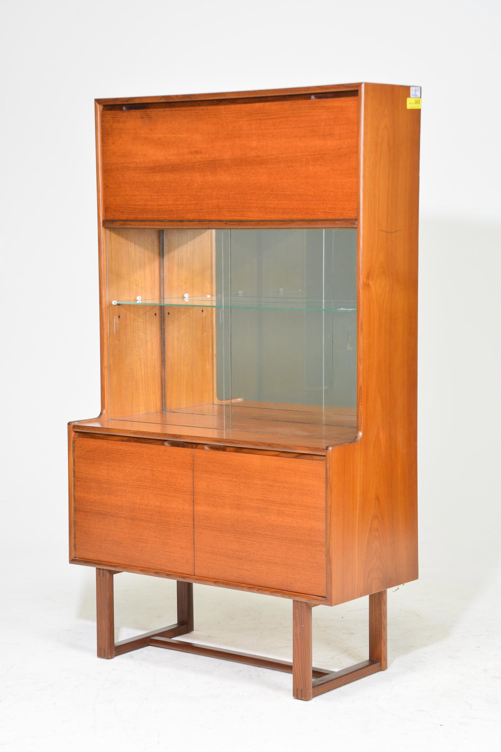 Mid Century Modern Cocktail Cabinet - Turnidge: Danish Modern Style Cocktail Cabinet with Mirrored display Area - 62 in tall x 37 x 16