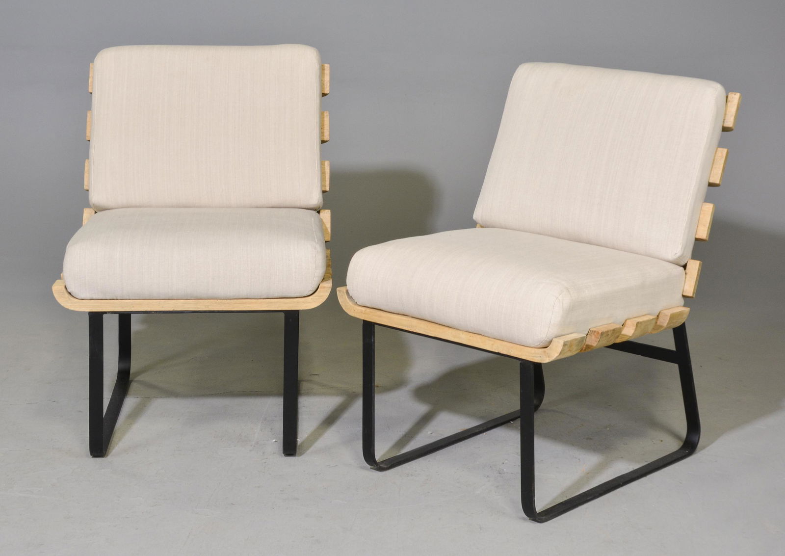 New Item, 2 Wood Slatted Iron Base Side Chair (1 of 3)