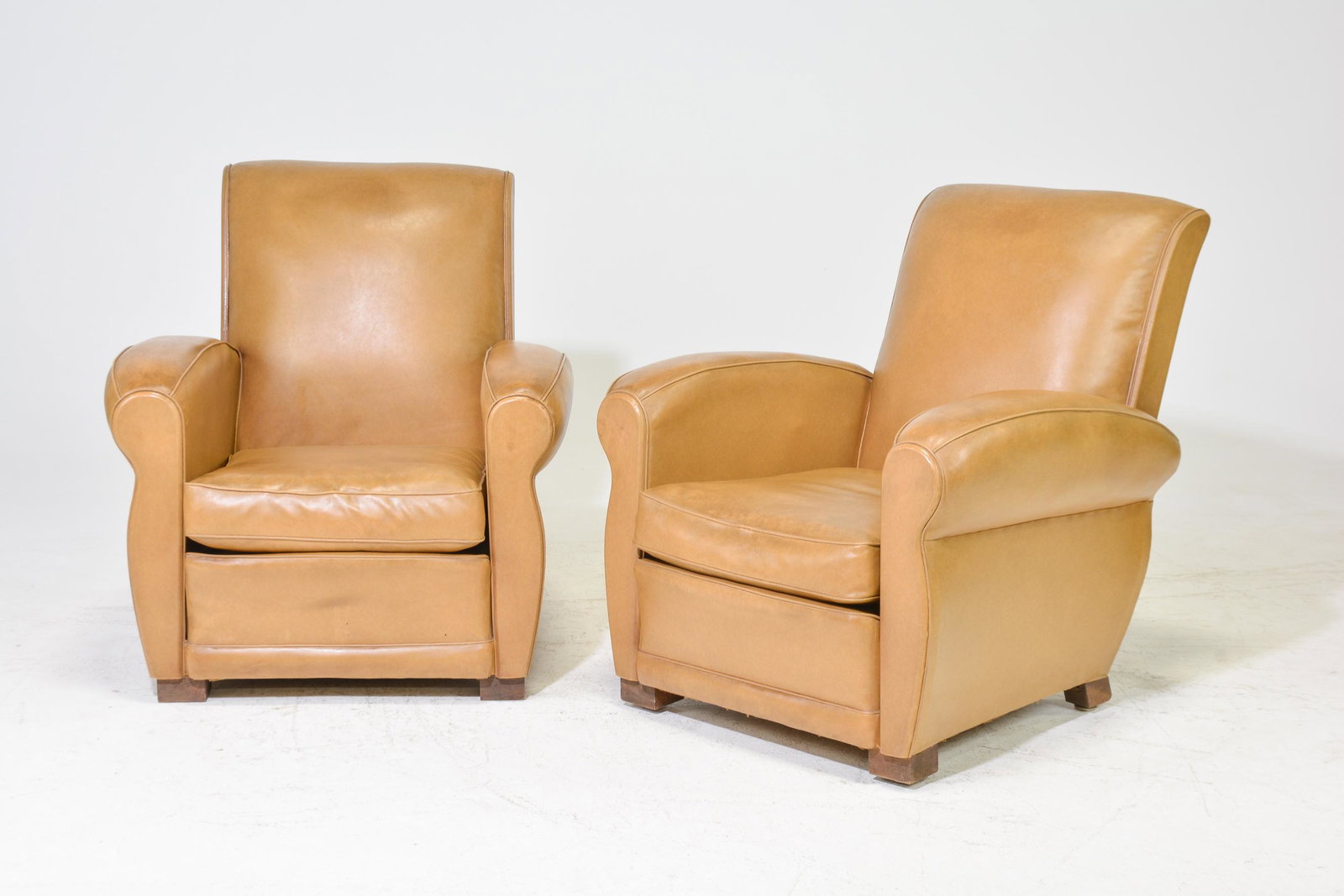 2 French Tan Leather Art Deco Style Club Chairs (1 of 5)