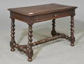 Louis XIII Style Barley Twist Oak Single Drawer Table