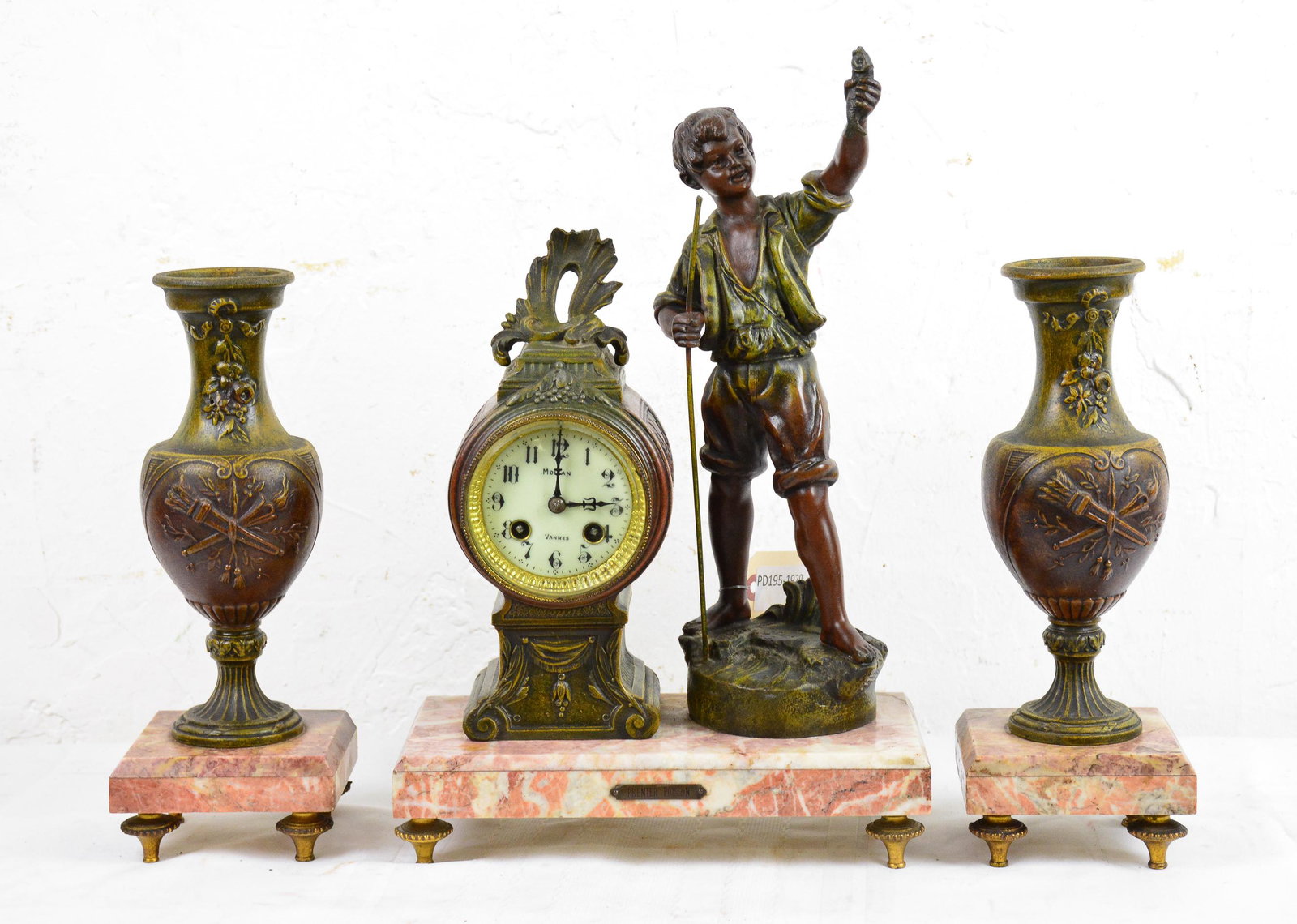 Napoleon III Style 3pc Spelter Figural Clock Set (1 of 4)