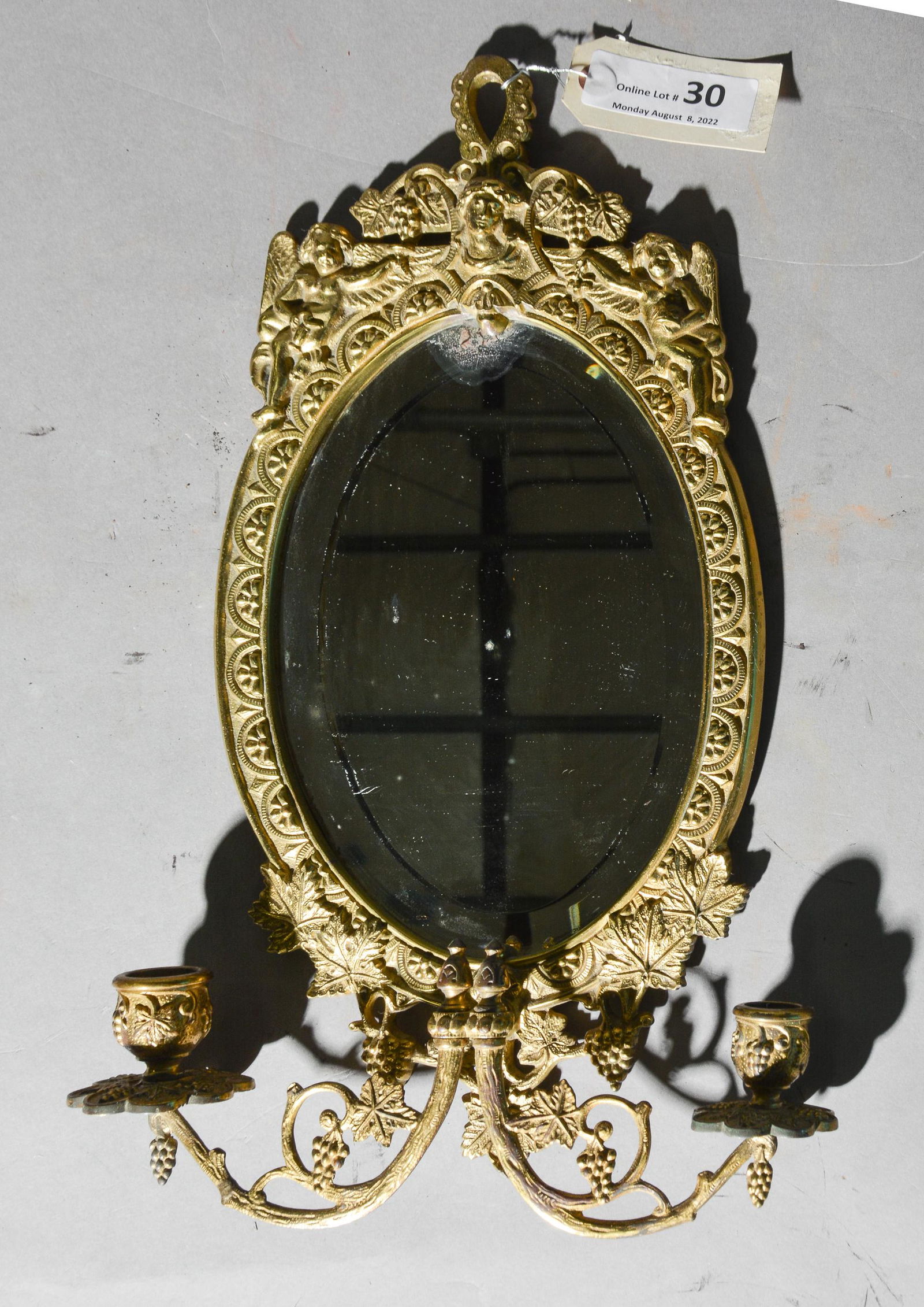 French Style Small Brass Mirrored Sconce (1 of 3)