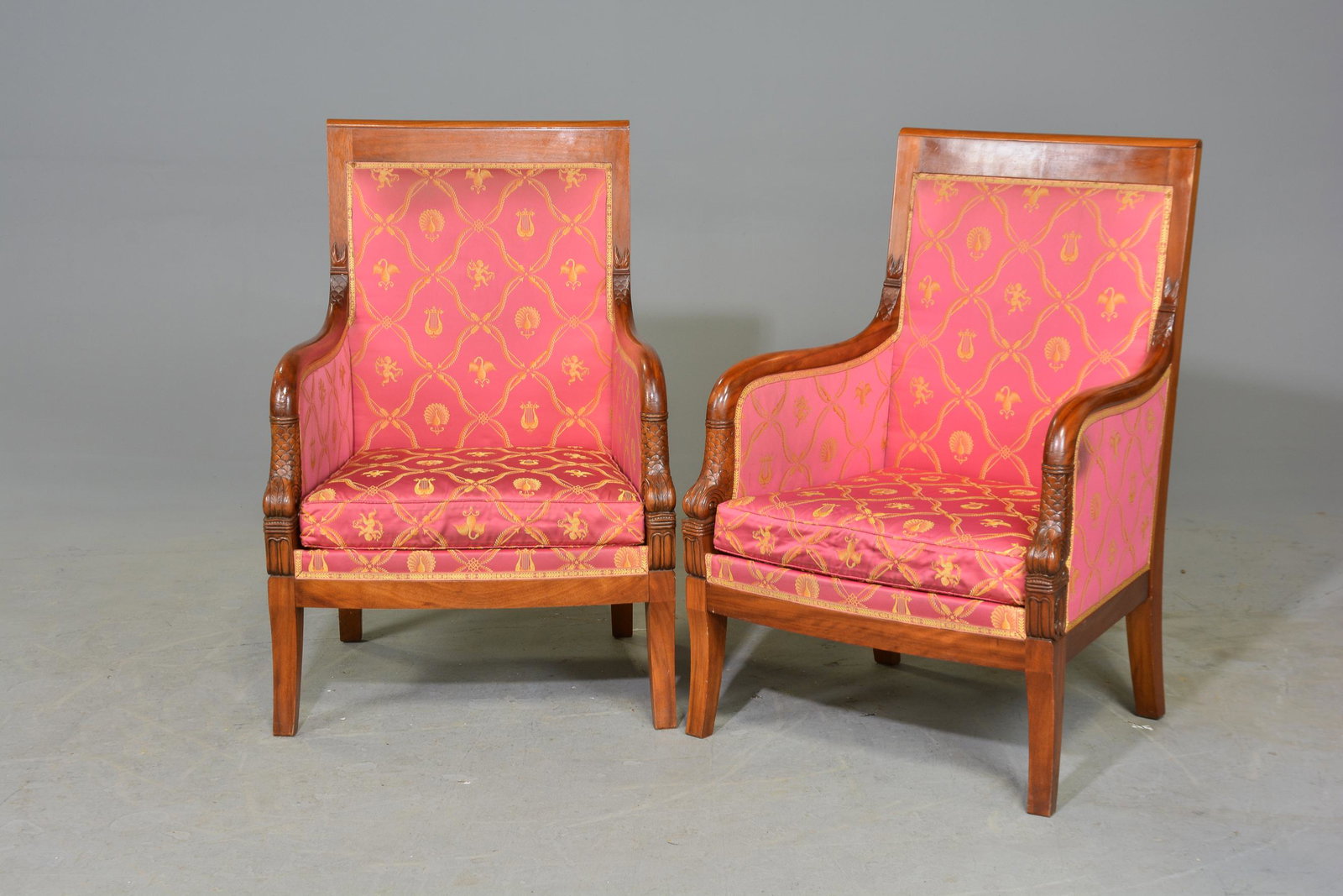 2 Empire Style Upholstered Arm Chairs (1 of 3)