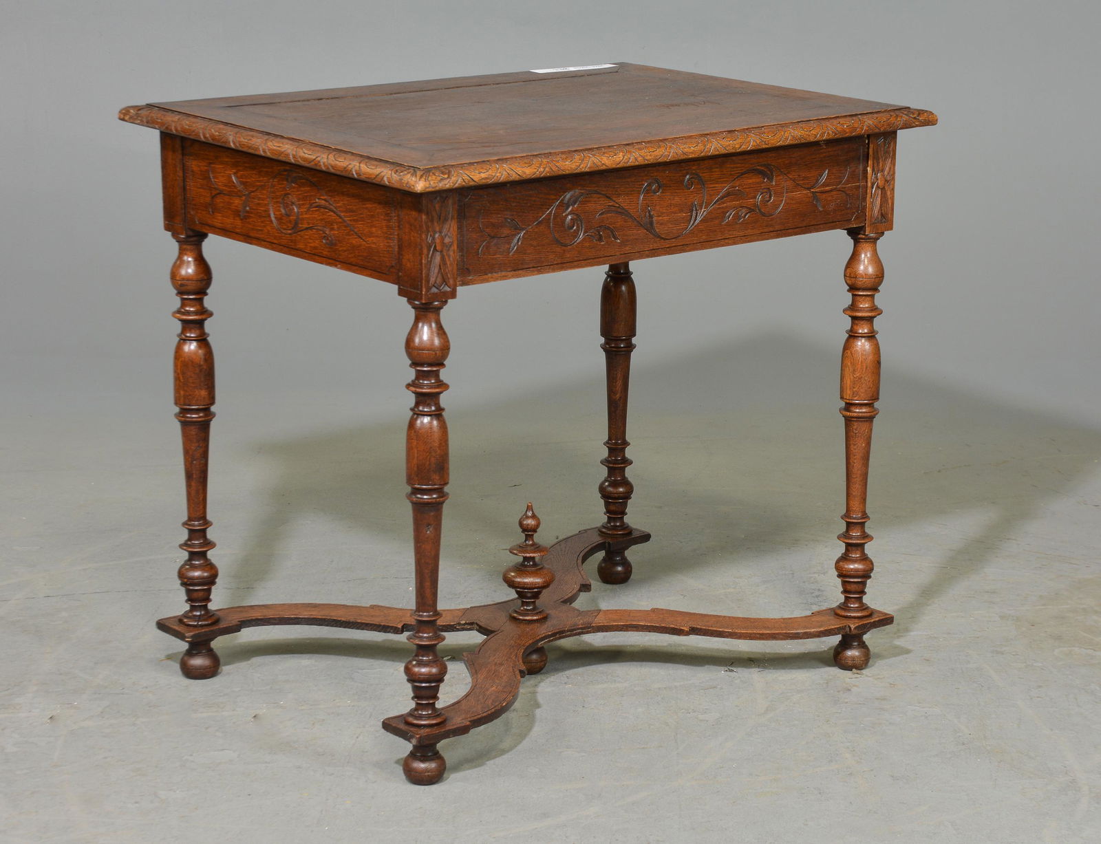Louis XIII Style Oak Single Drawer Table (1 of 5)