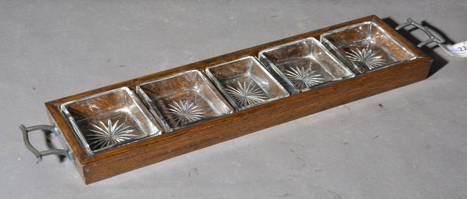 Oak Tray with Glass Inserts (1 of 2)