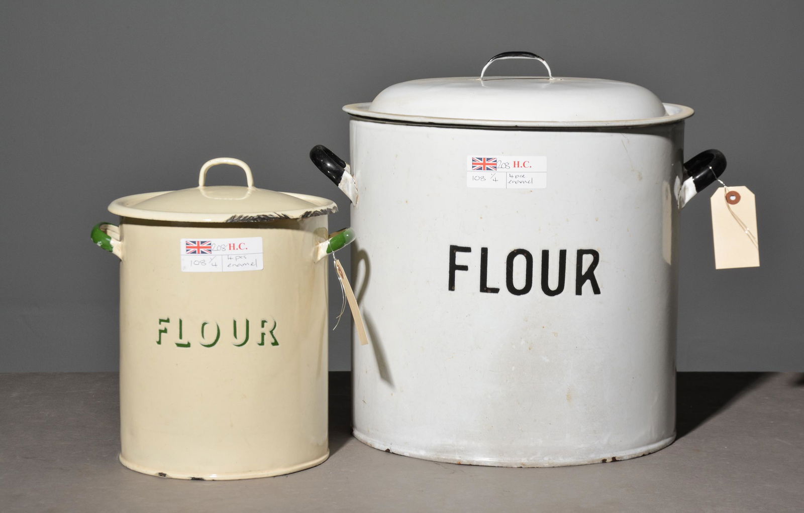 2 Enamel Flour Bins with Lids (1 of 5)