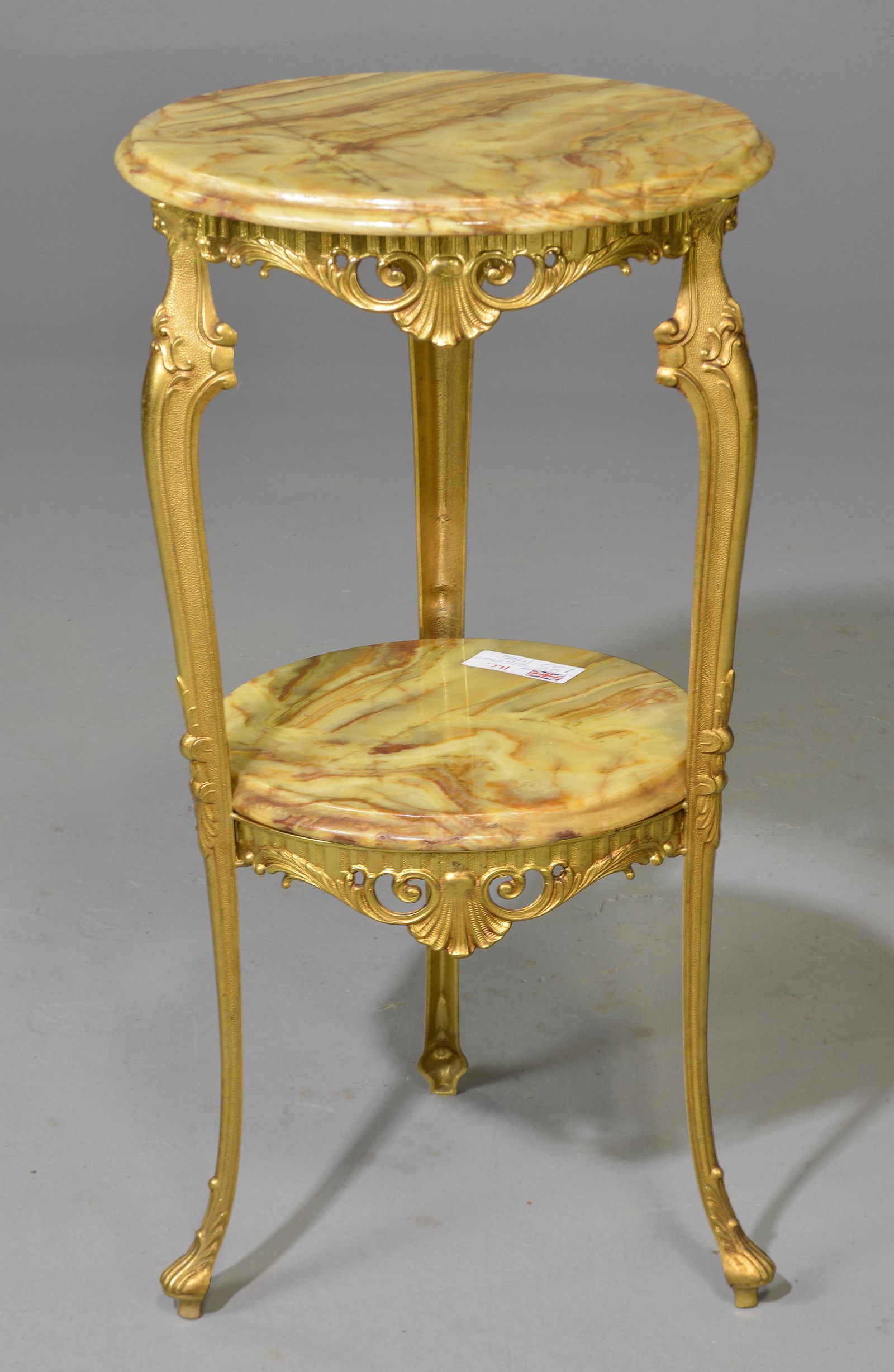 Brass 2 Tier Faux Onyx Table (1 of 3)