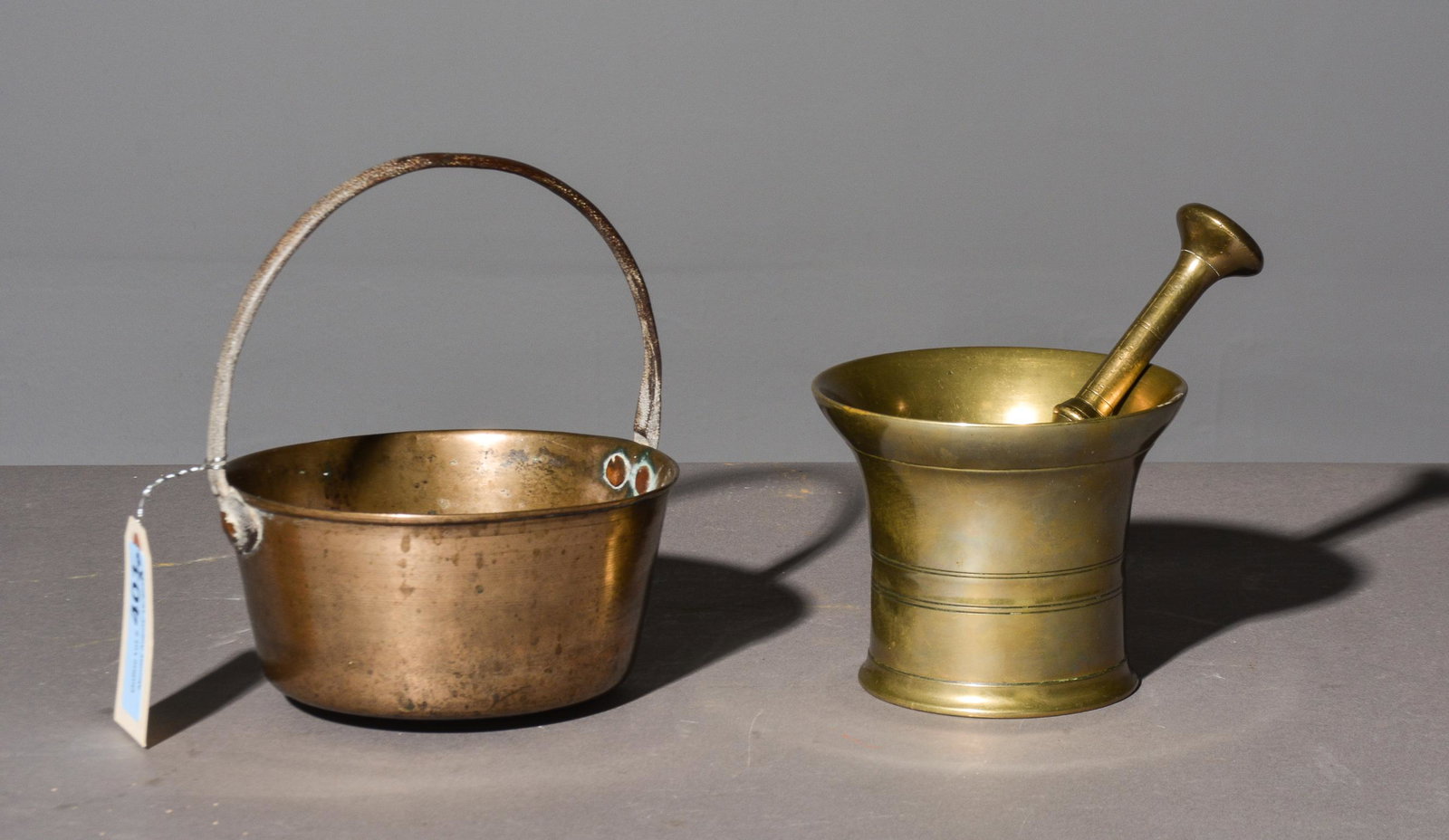 Heavy Brass Mortar & Pestle and Mini Jam Pan (1 of 3)