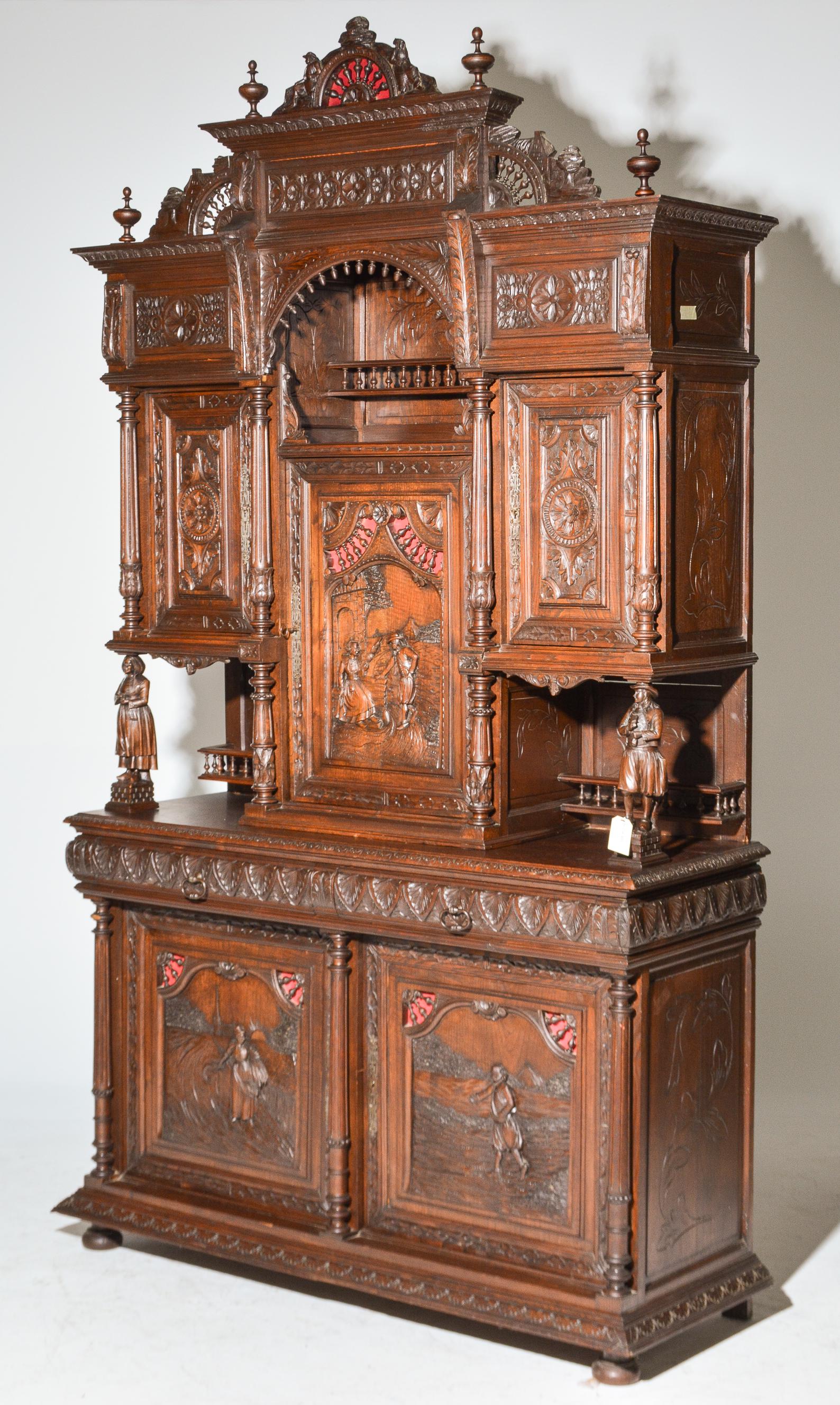 Breton Style Heavily Carved Chestnut Double Buffet (1 of 6)
