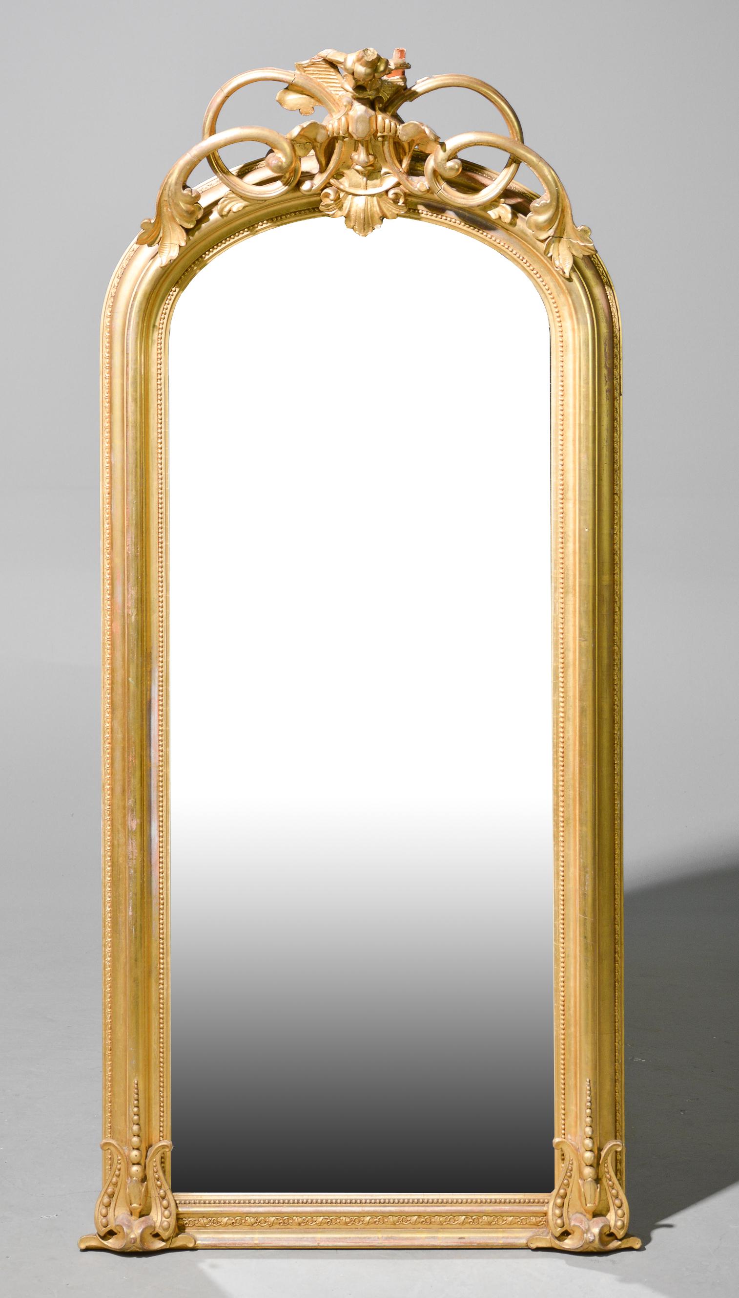 French Style Gold Gilt Framed Mirror: French Style Gold Gilt Framed Mirror - 61 in tall x 28 x 9