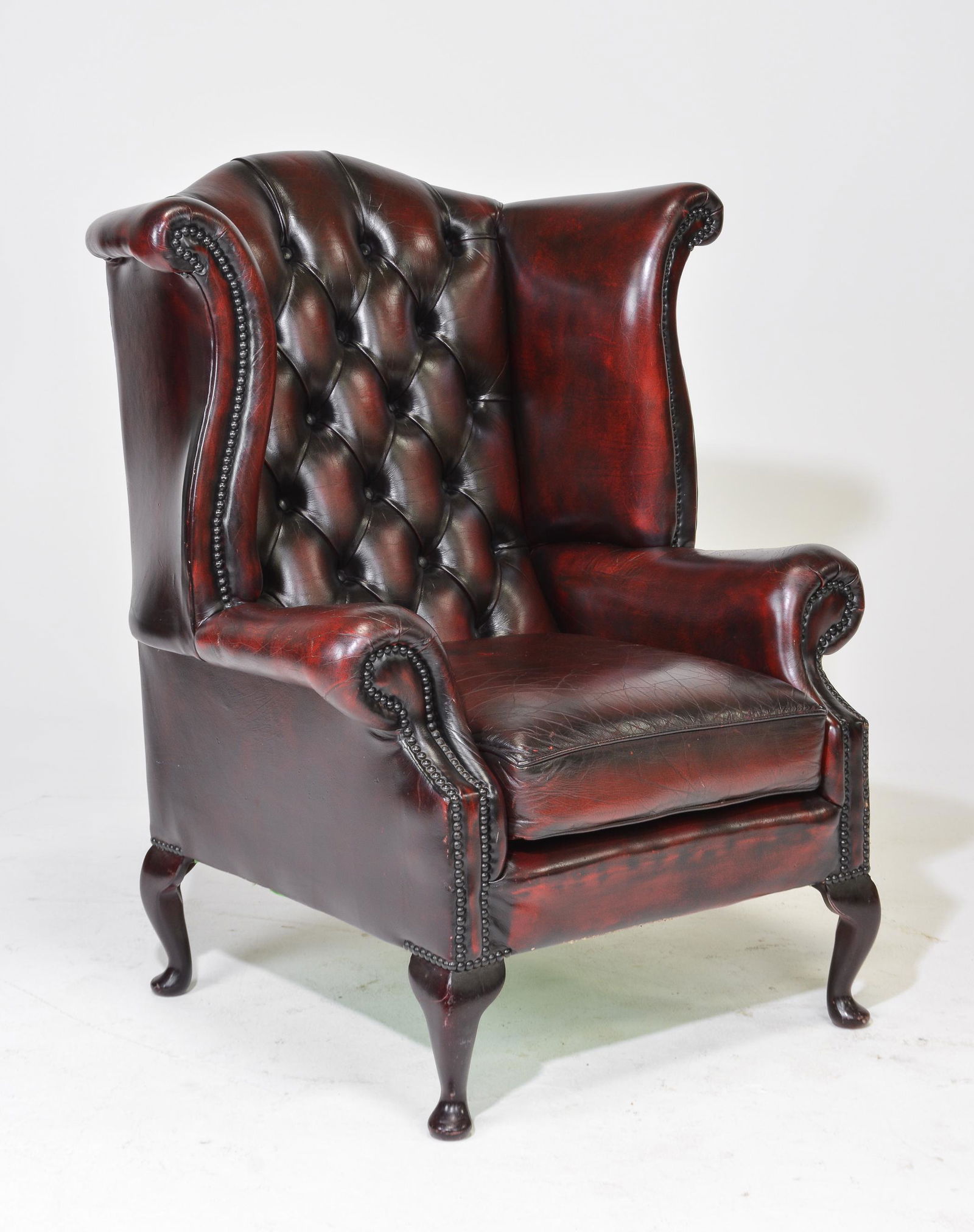 British Oxblood Red Chesterfield Wing Back Chair (1 of 4)