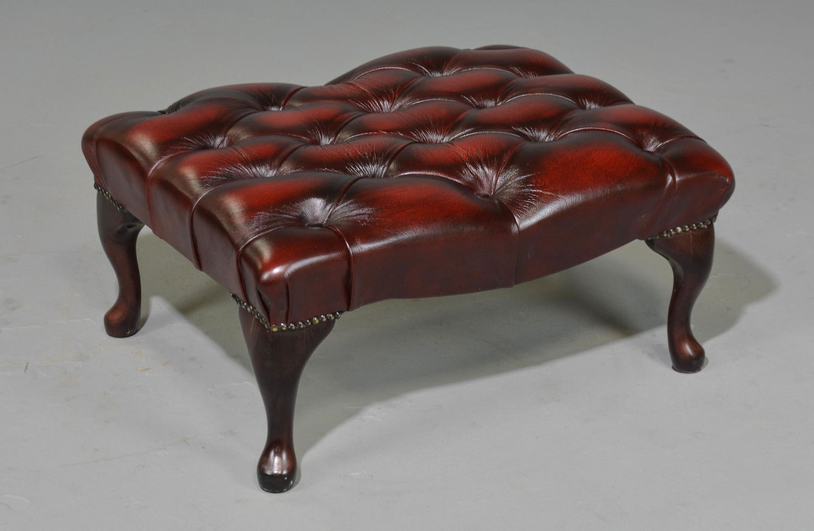British Oxblood Red Chesterfield Stool (1 of 2)