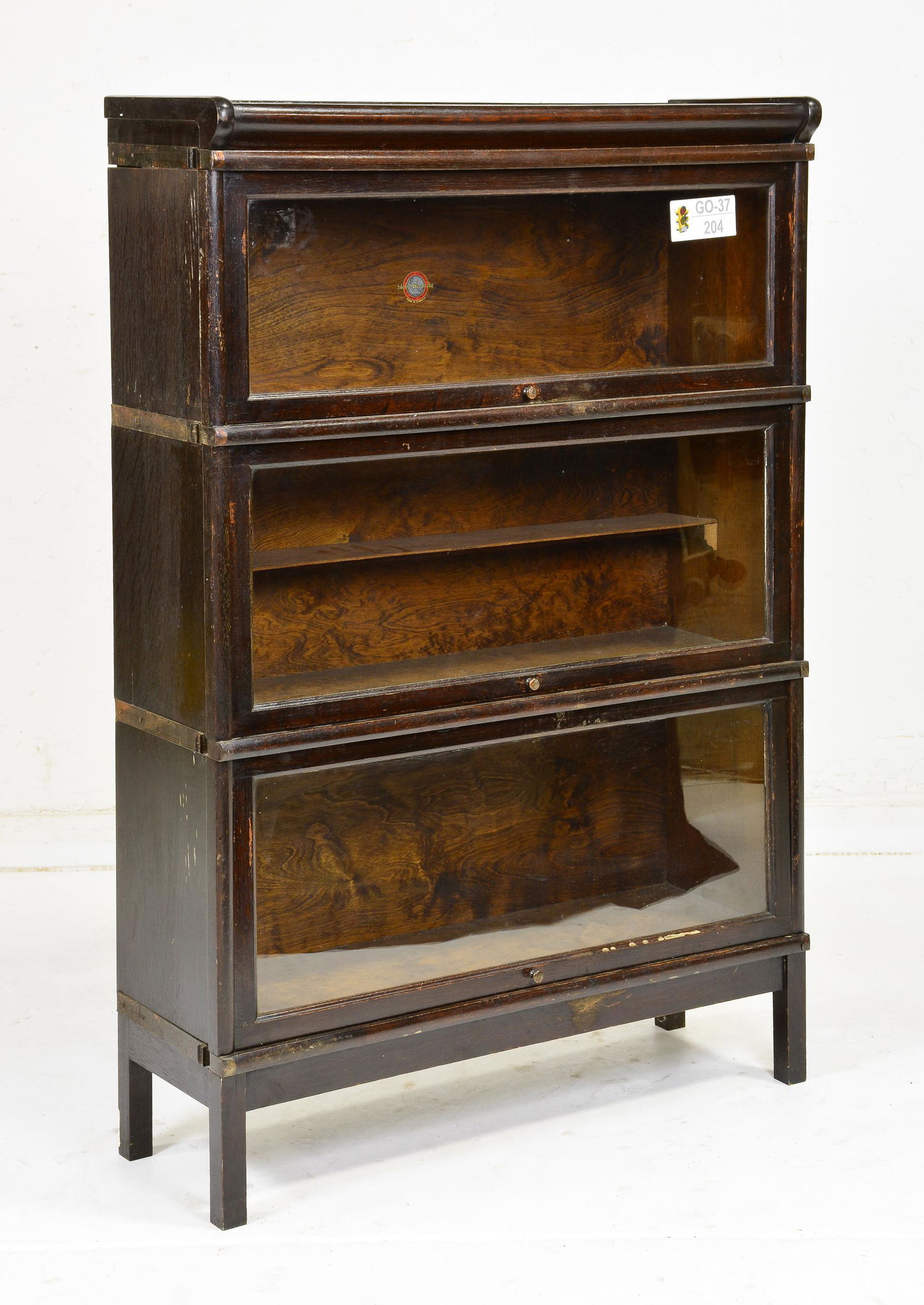 British Oak 3 Stack Lawyers / Barristers Bookcase (1 of 4)