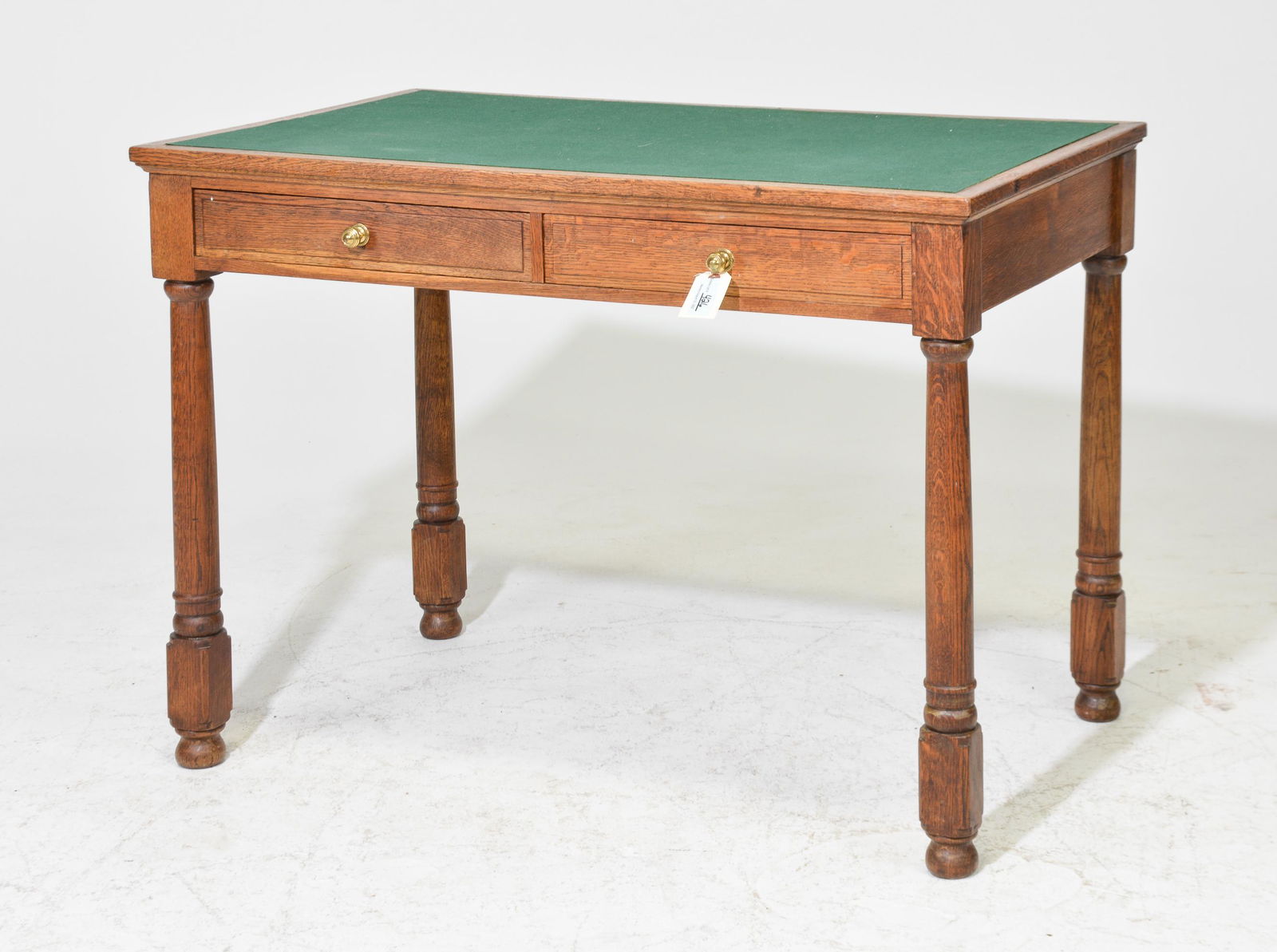 British Oak 2 Drawer Table with Turned Legs (1 of 4)