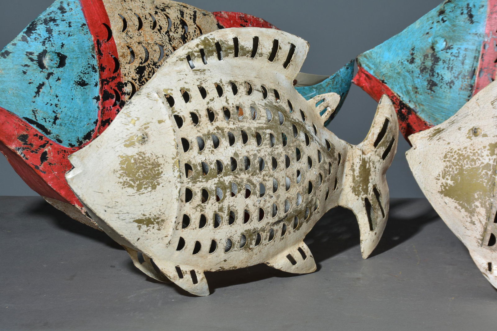 4 Painted Metal Fish (1 of 3)