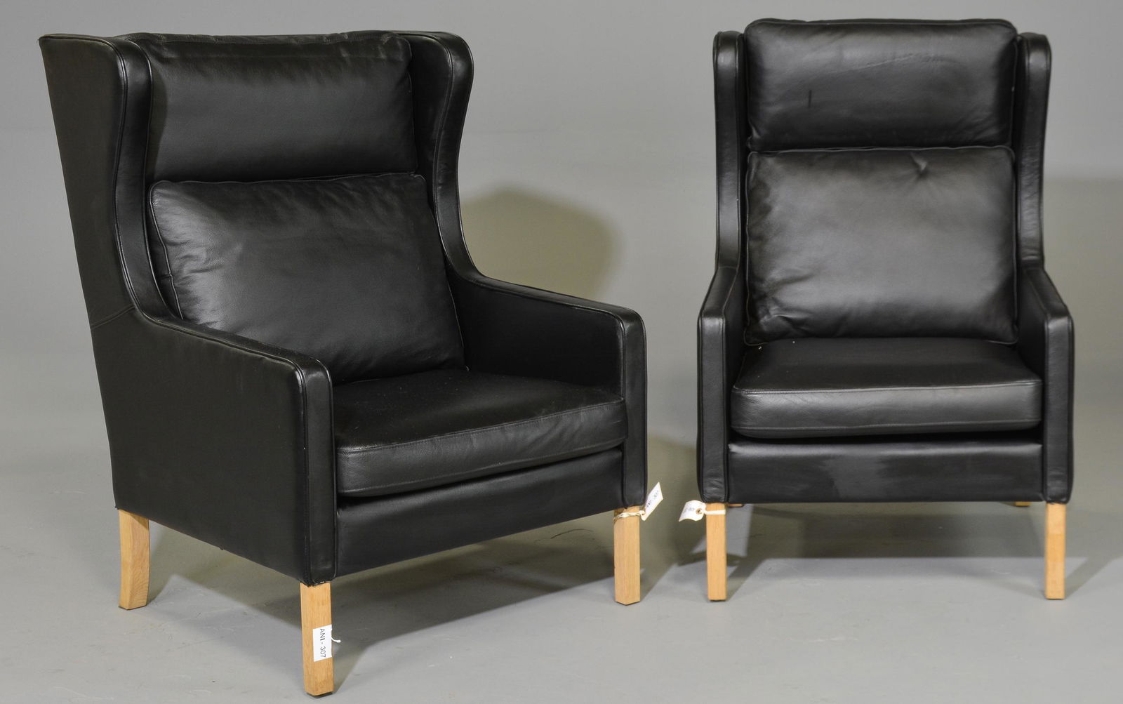 2 Danish Modern Black Leather Chairs - B. Mogensen (1 of 4)