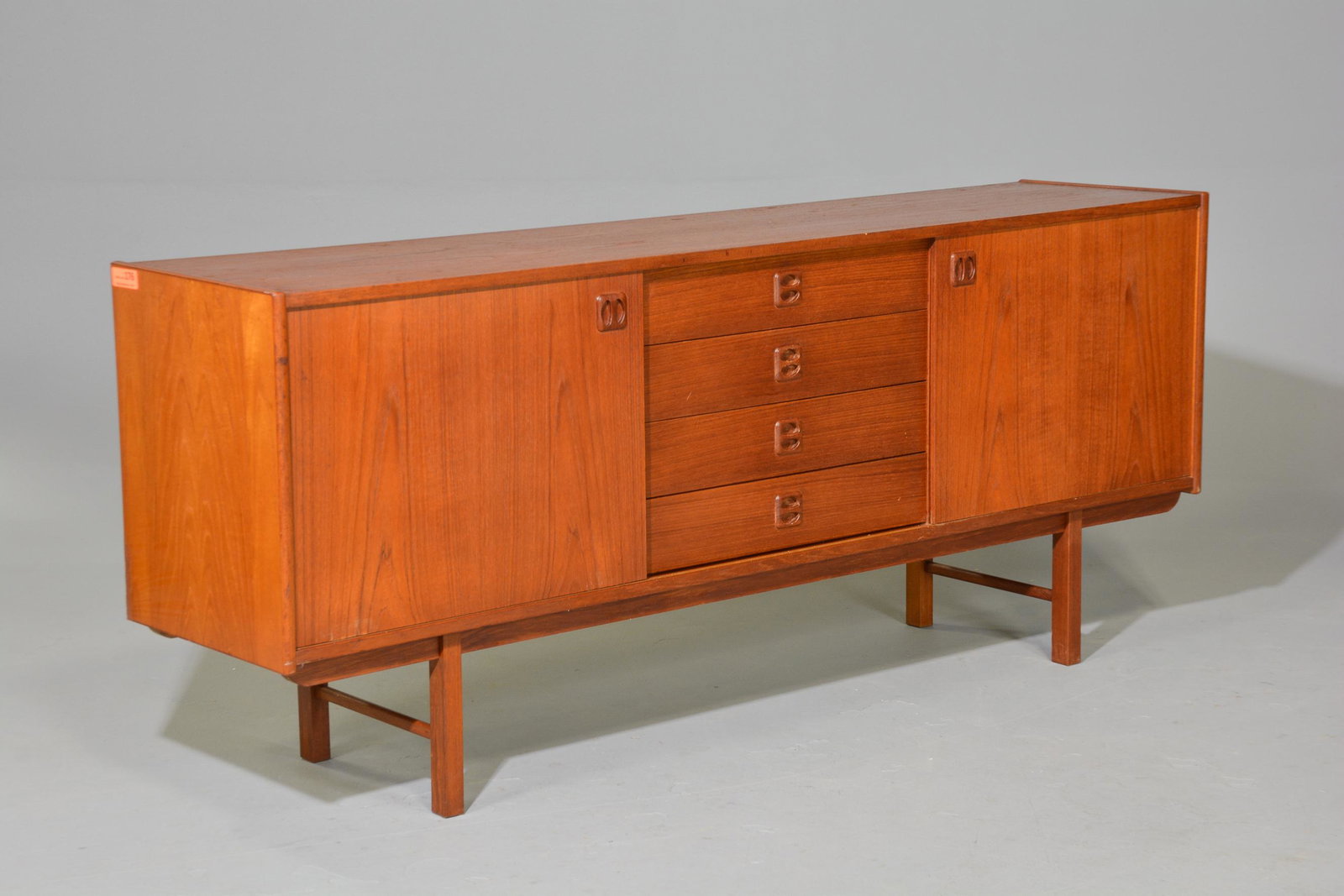 Scandinavian Teak Sliding Door Sideboard: Scandinavian Teak Sliding Door Sideboard - 31 in tall x 72 x 17