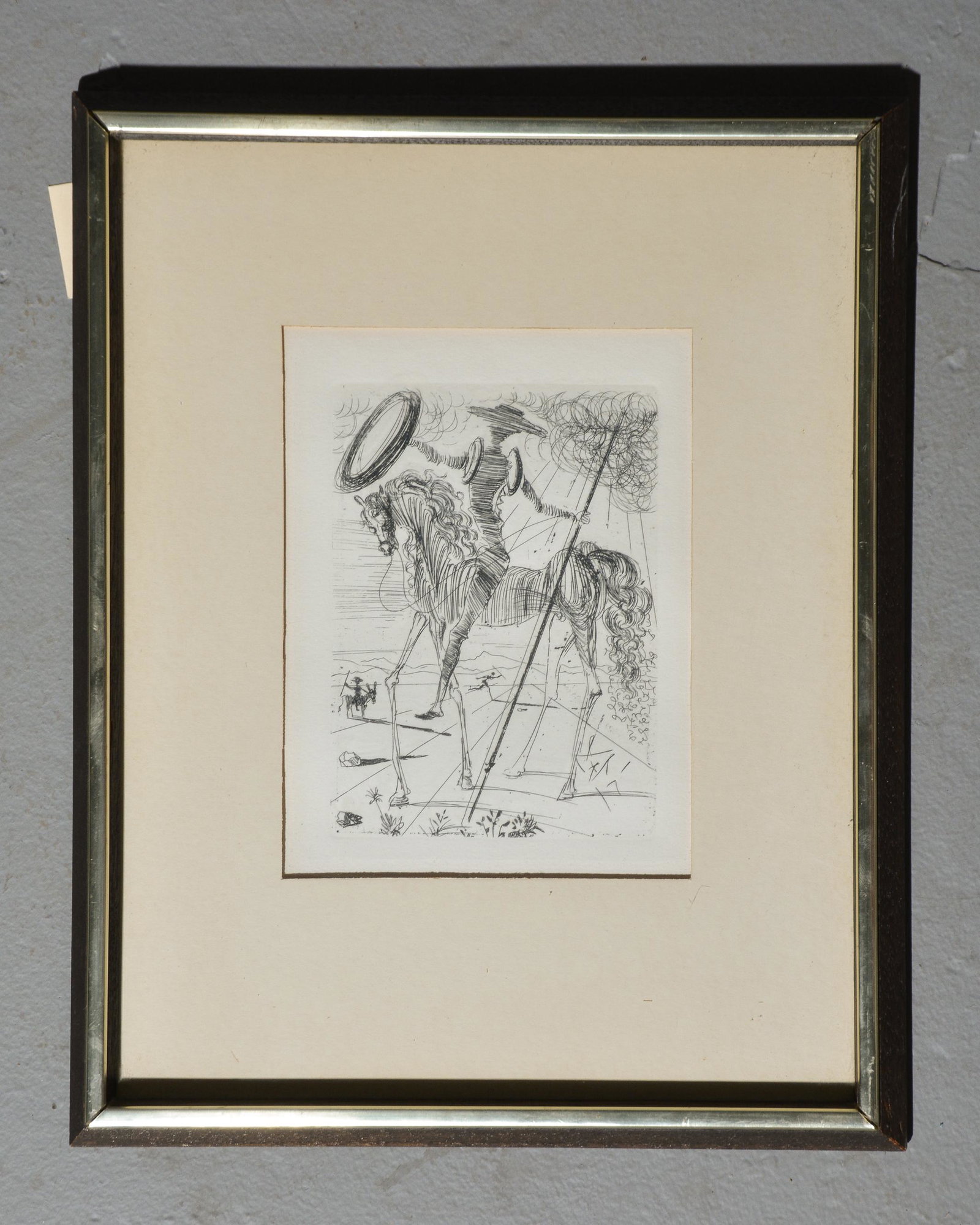 Framed Salvador Dali - Don Quixote: Framed Salvador Dali - Don Quixote - 15 in tall x 13 x 1