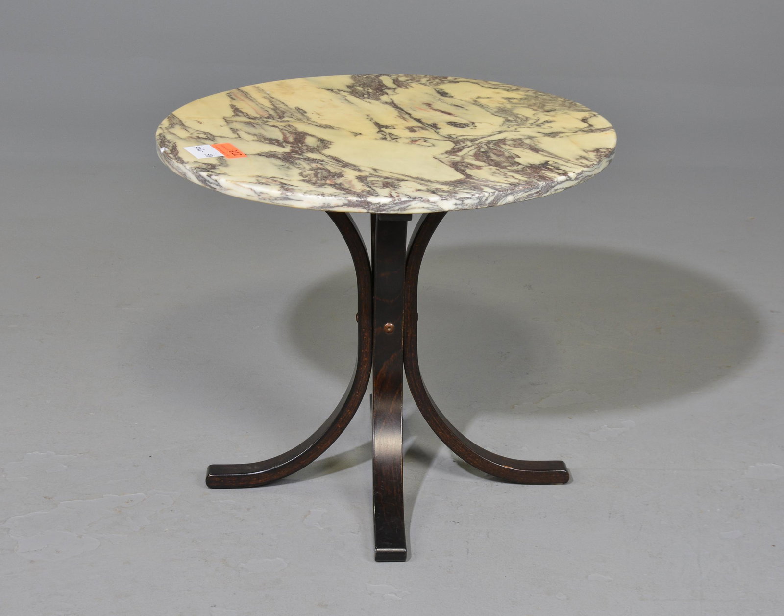 Round Danish Modern Marble Table on Bentwood Base (1 of 7)