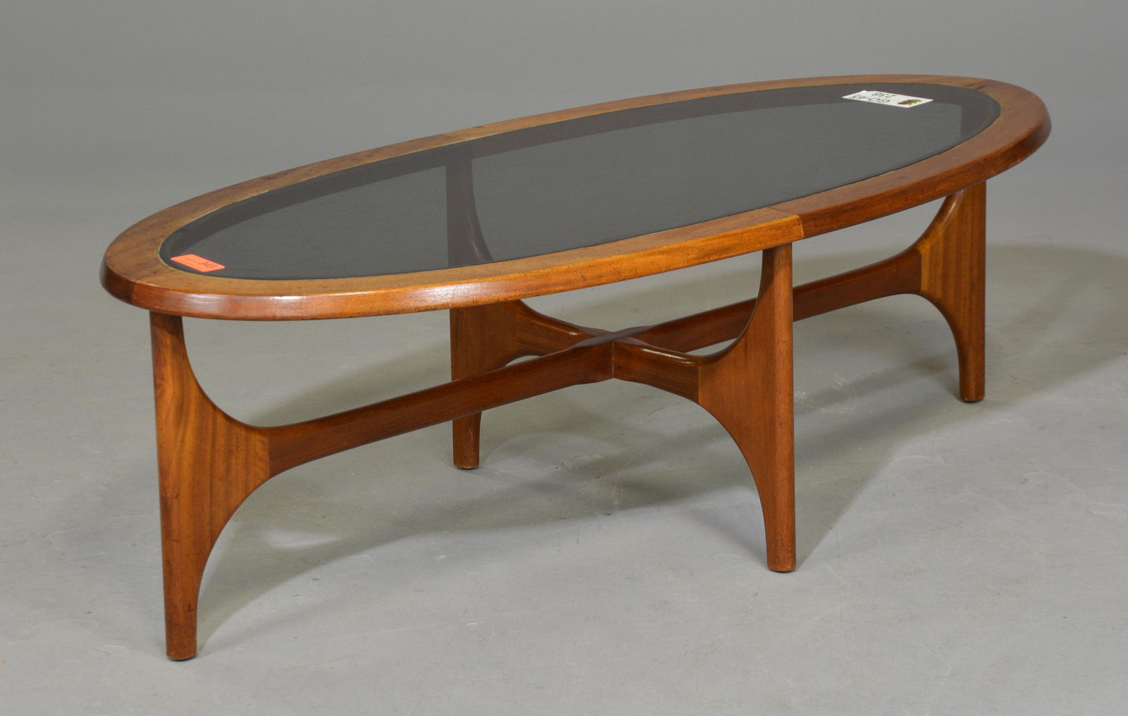 Mid Century Oval Glass Top Coffee Table - Stonehill (1 of 5)