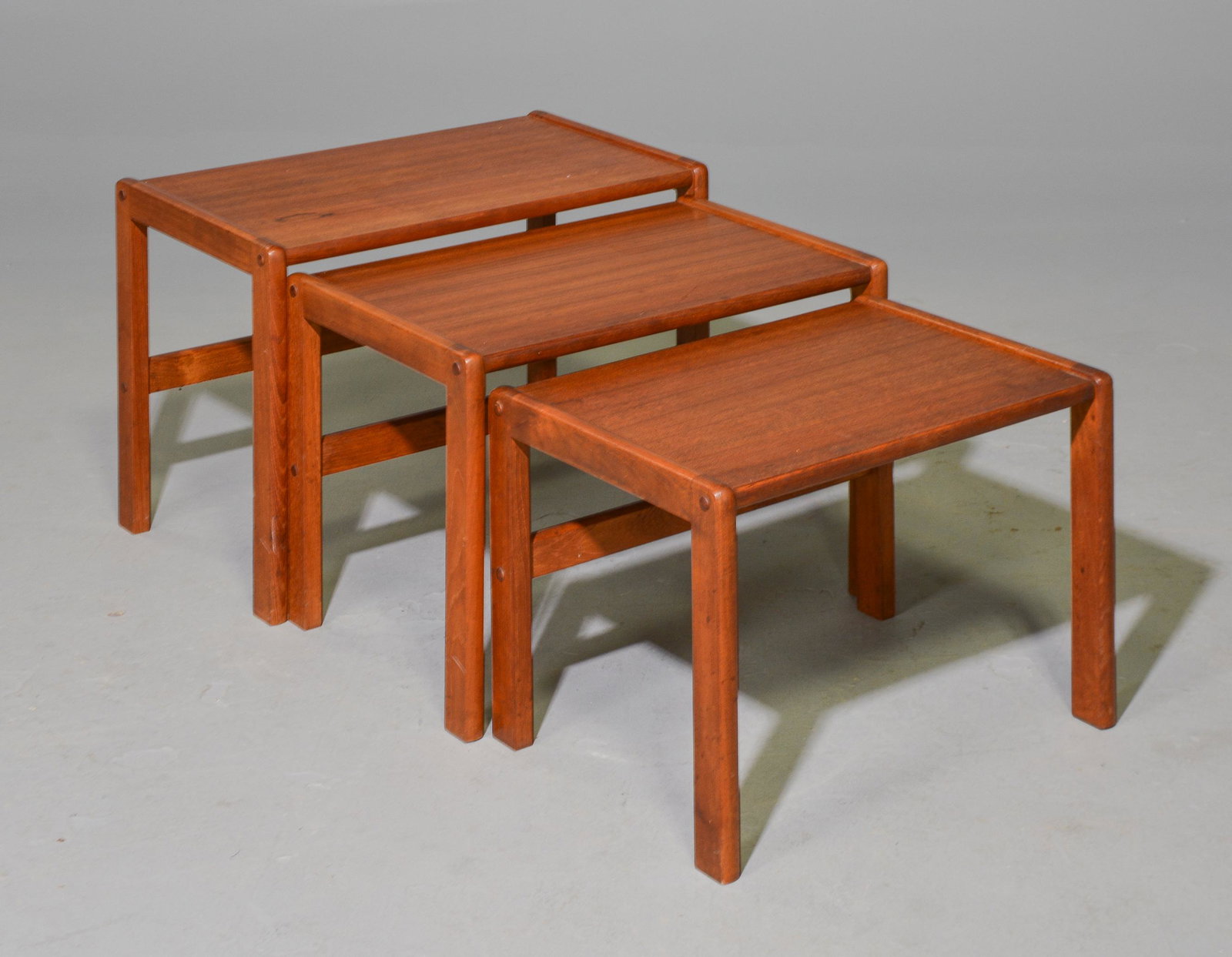 Teak Mid Century Modern Nest of Tables: Teak Mid Century Modern Nest of Tables -17 in 24 x 15