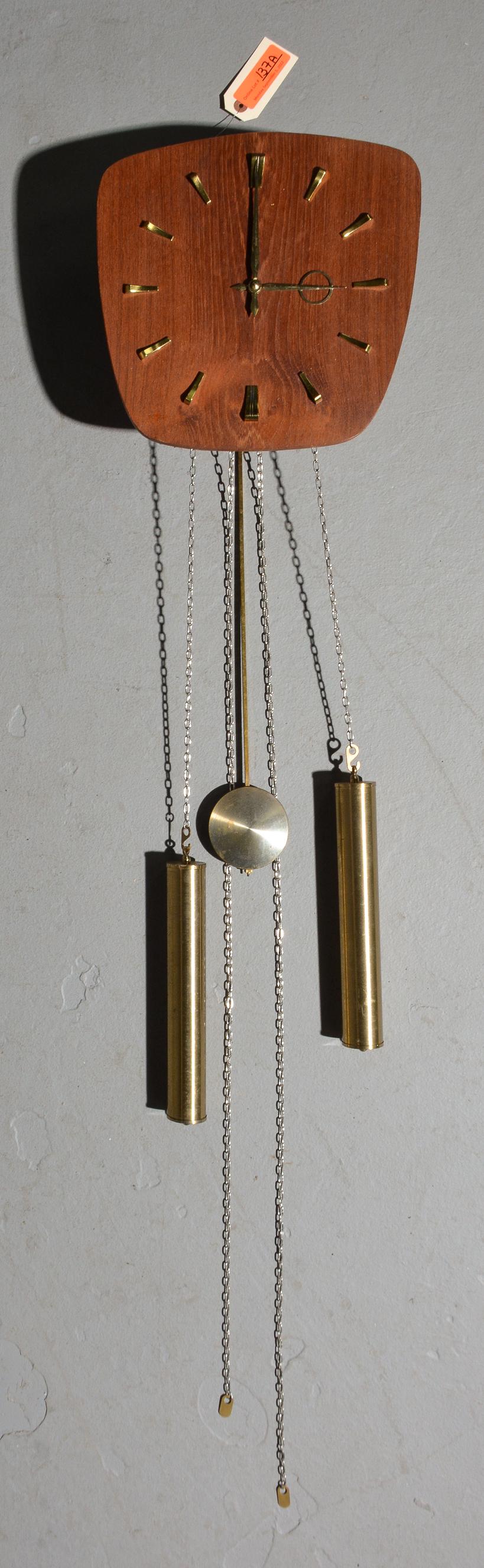 Danish Modern Wall Clock with Weights & Pendulum (1 of 5)