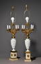 2 French Parian / Metal Grecian Candelabra Lamps