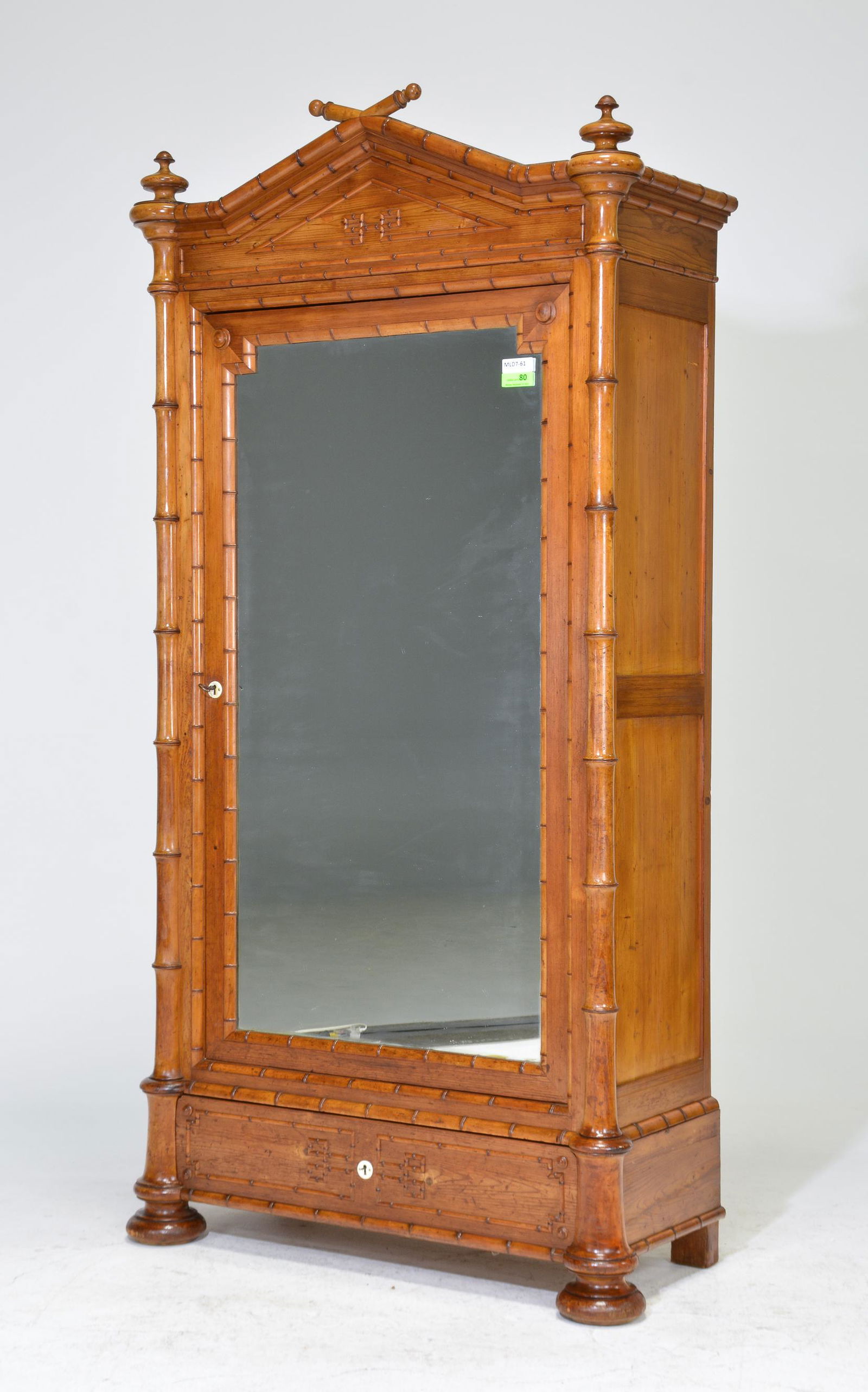 Faux Bamboo Mirror Door Armoire / Robe (1 of 3)