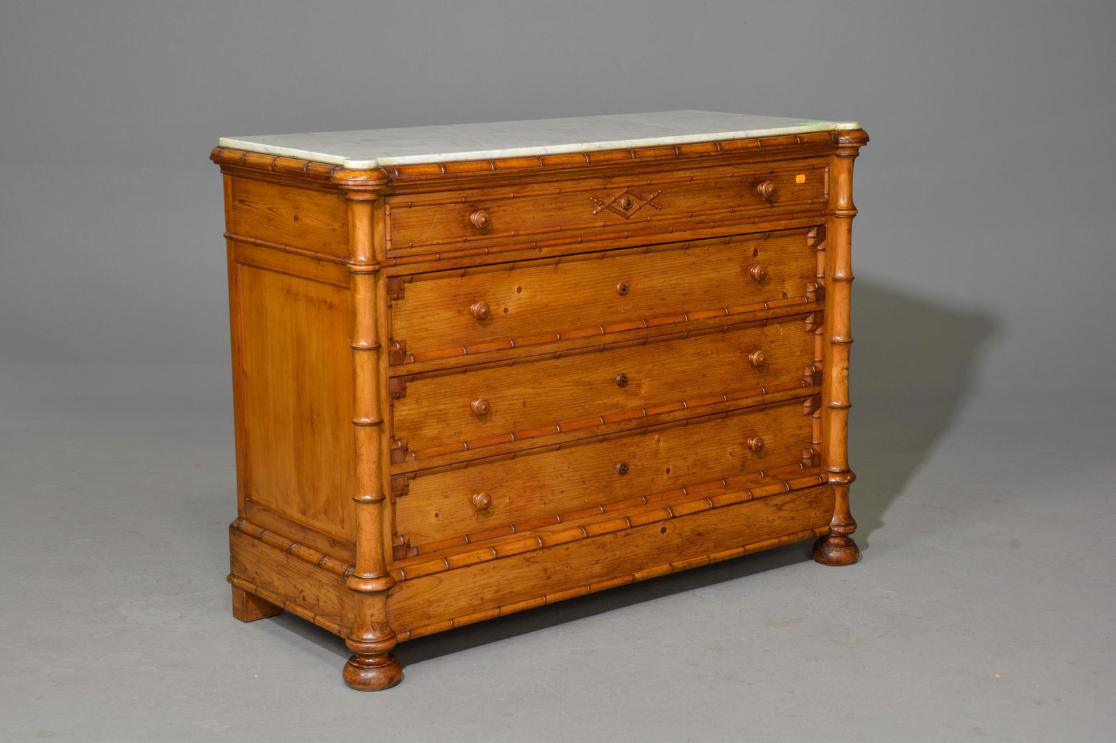 Faux Bamboo White Marble Top Commode (1 of 4)