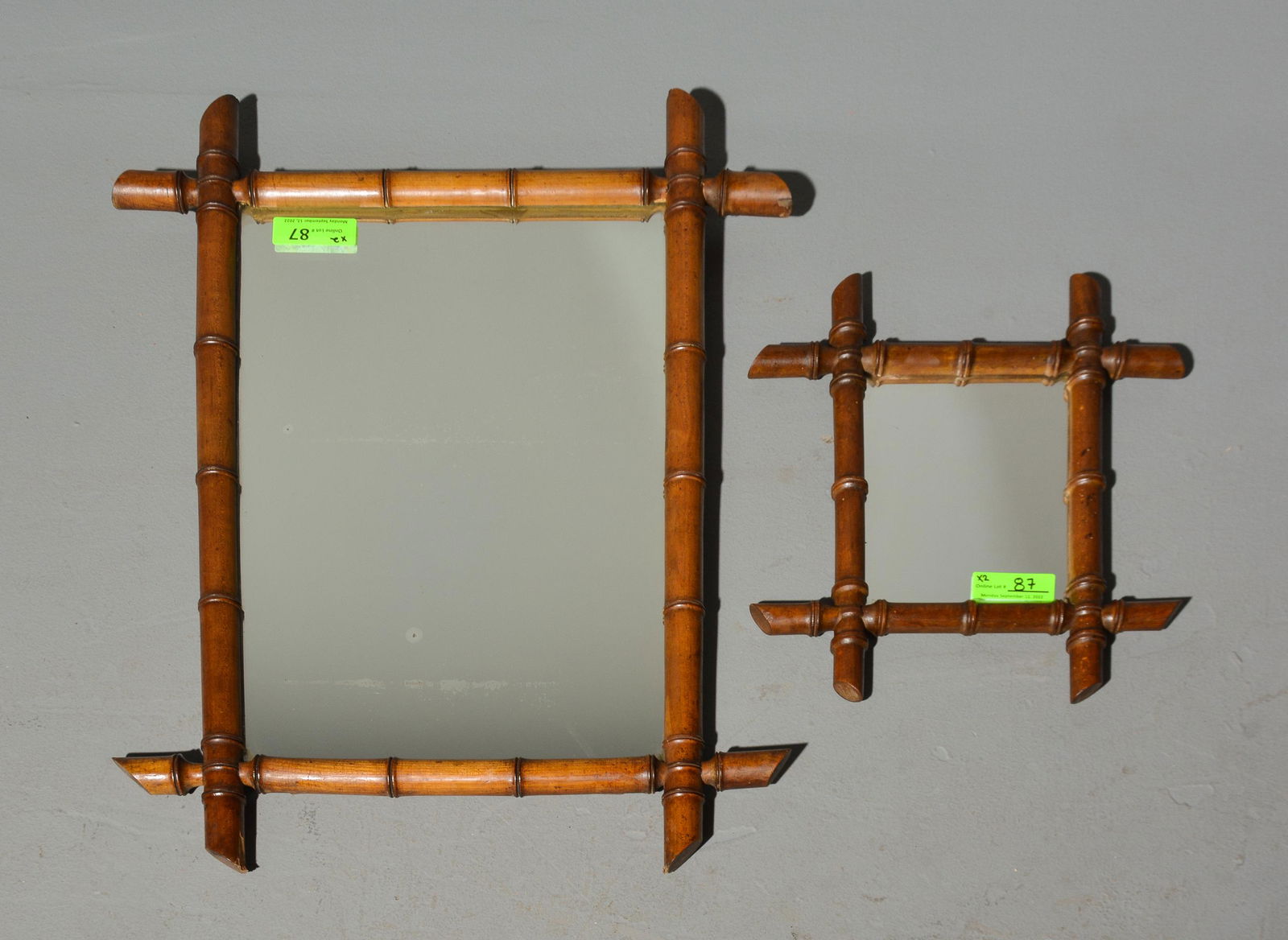 2 Faux Bamboo Framed Mirrors (1 of 6)