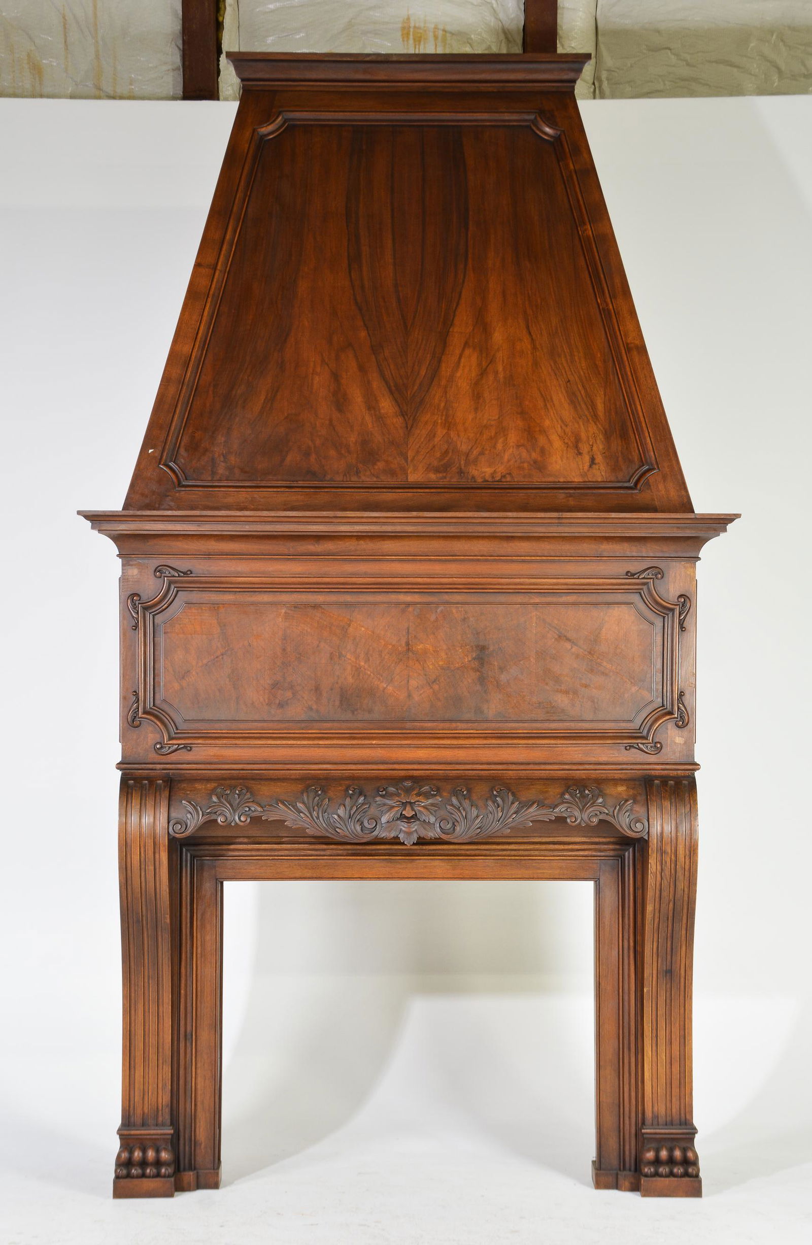 Renaissance Style Walnut Carved Trumeau Fireplace Mantel (1 of 6)