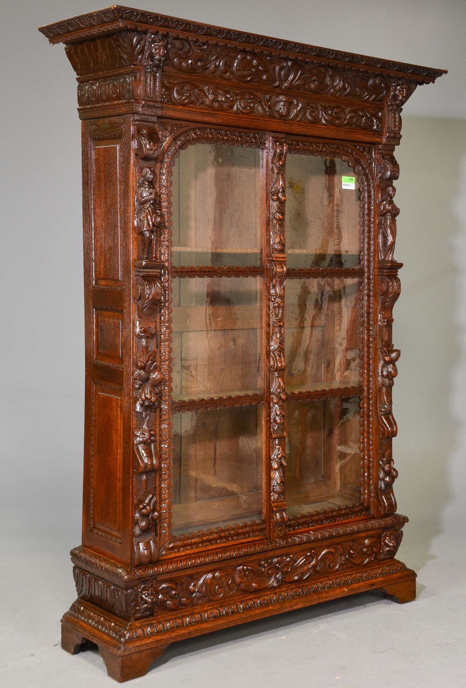 Renaissance Style Heavily Carved Bookcase (1 of 9)