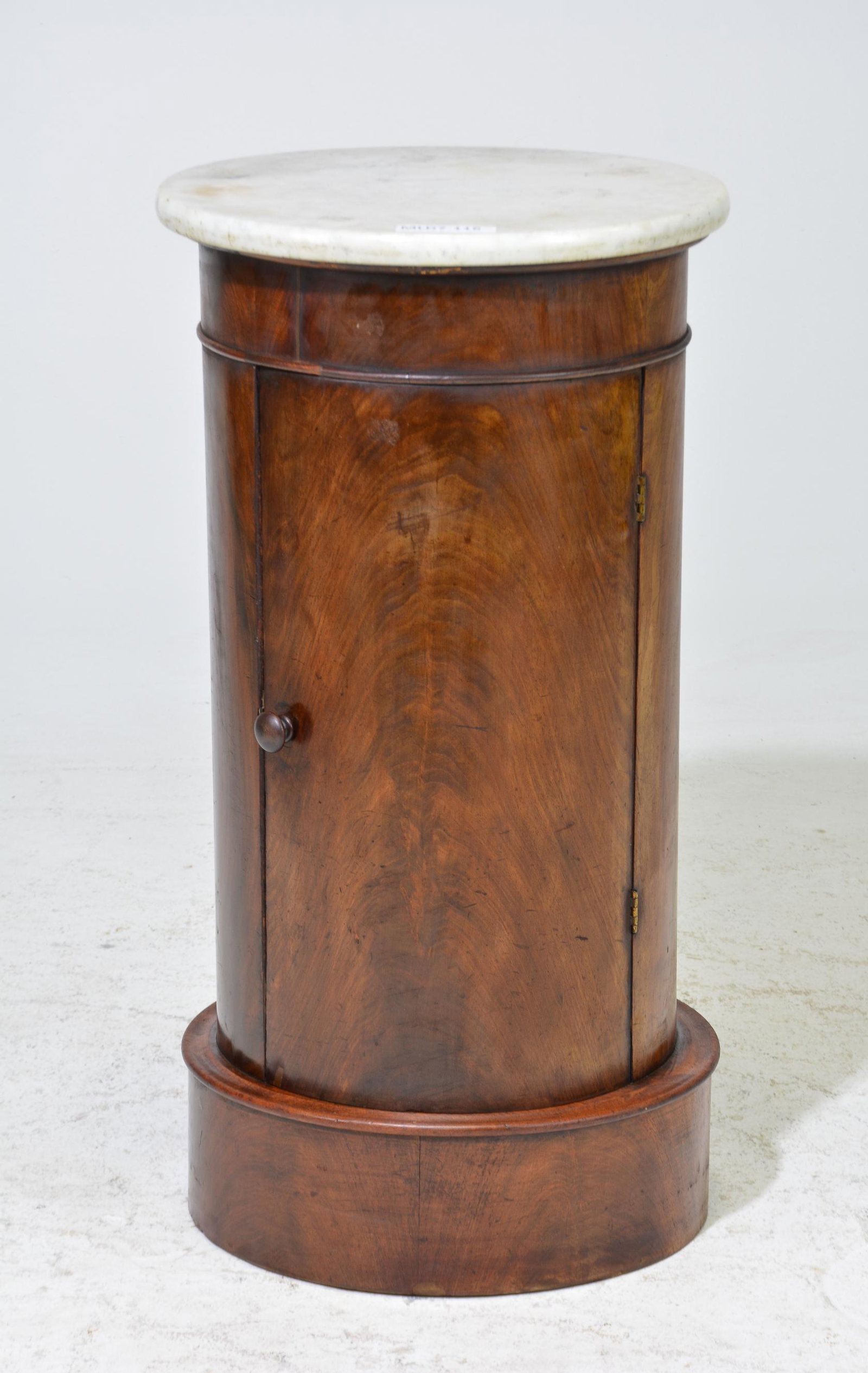 Empire Style Mahogany Marble Top Nightstand: Empire Style Mahogany Marble Top Nightstand - 30 in tall x 16 inch diameter