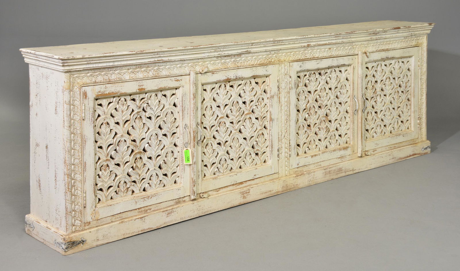 New Item, Painted Long Sideboard with Carved Doors (1 of 6)