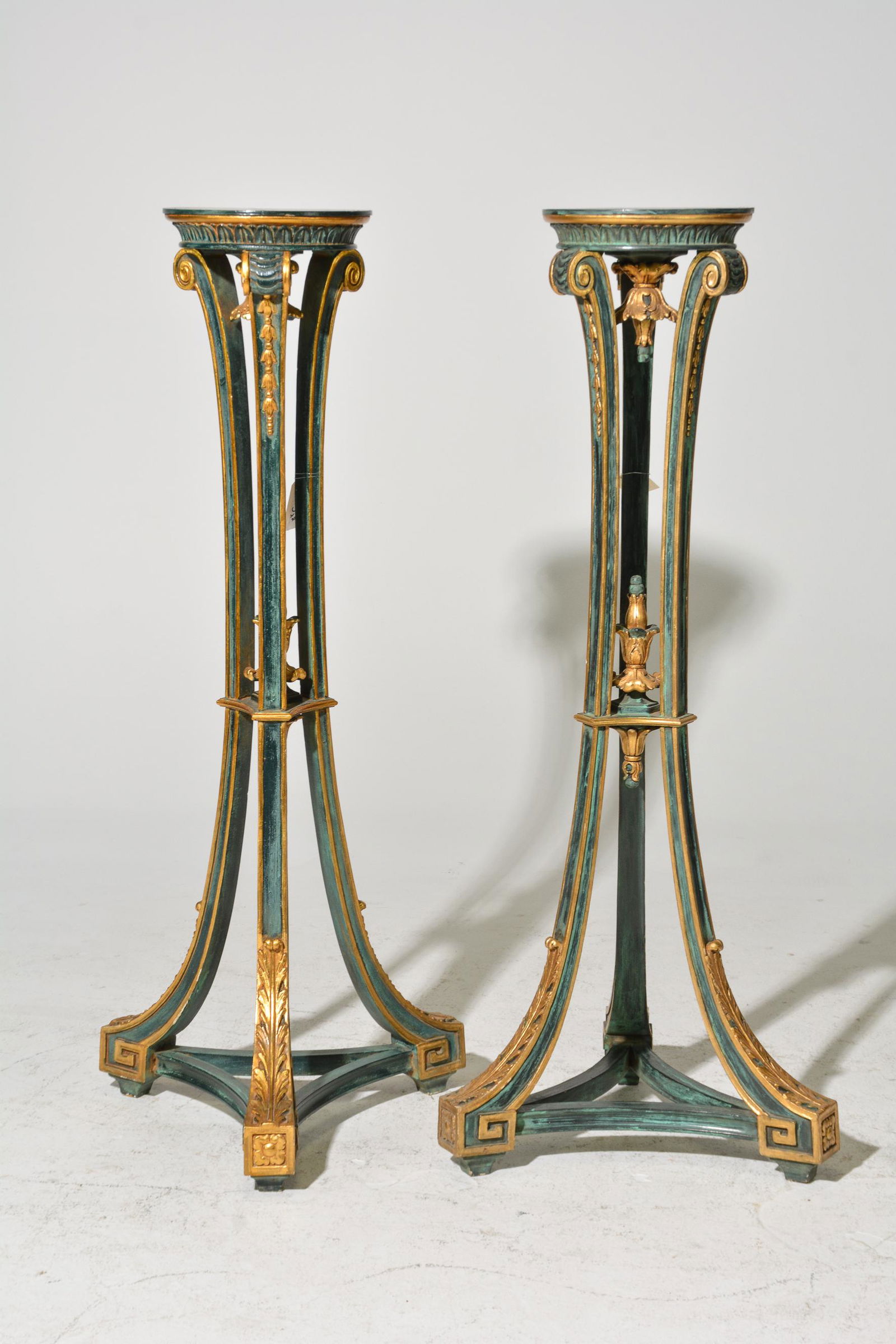 2 Regency French Style Green / Gold Gilt Pedestals (1 of 7)