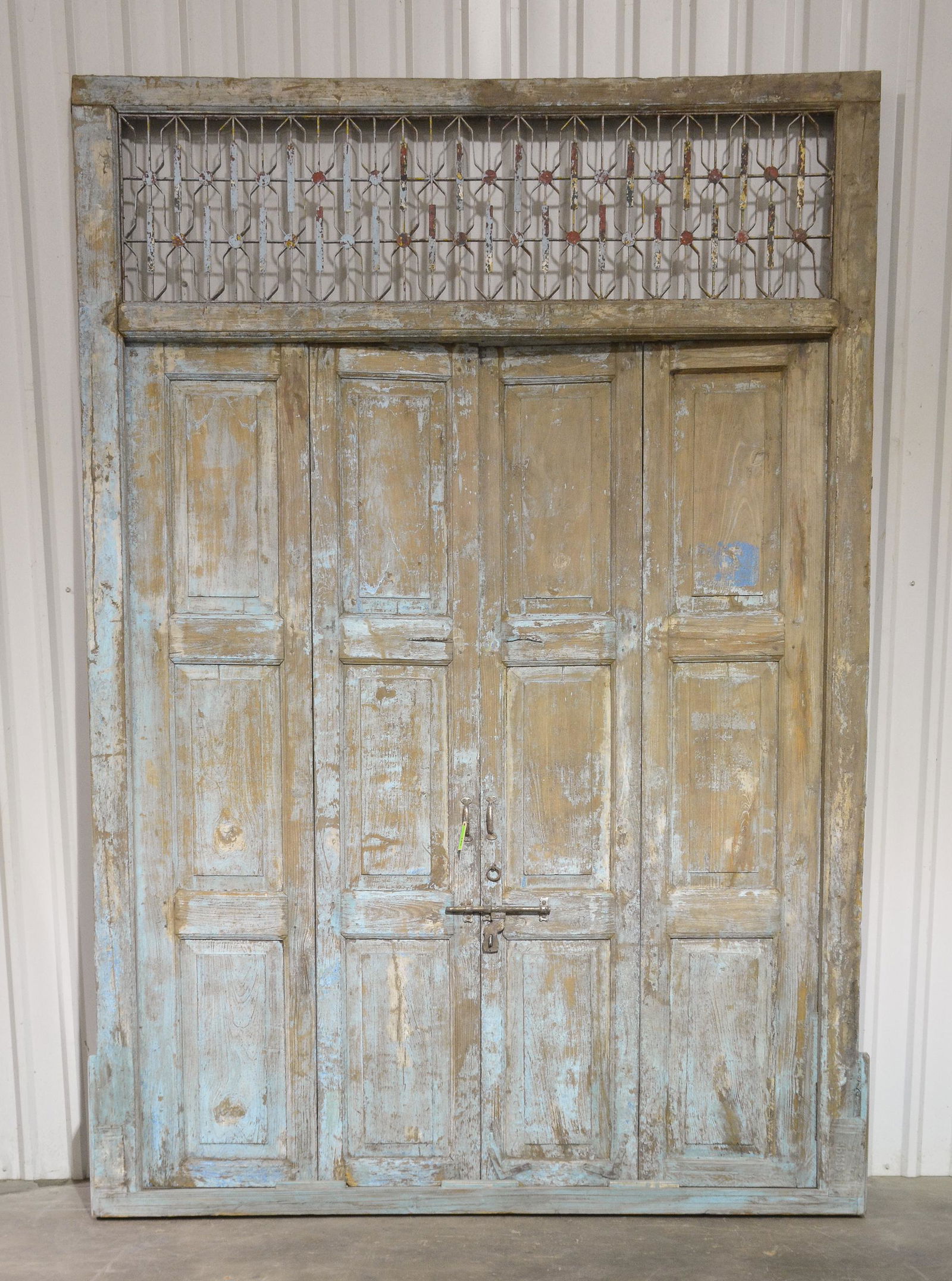 Very Large Blue Painted Door with Iron Top (1 of 5)