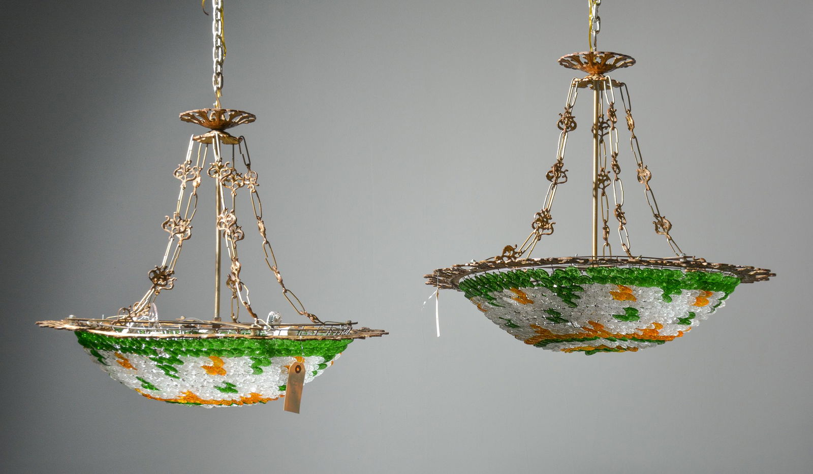 2 Empire Style Chandeliers - Green/ Clear / Yellow (1 of 3)