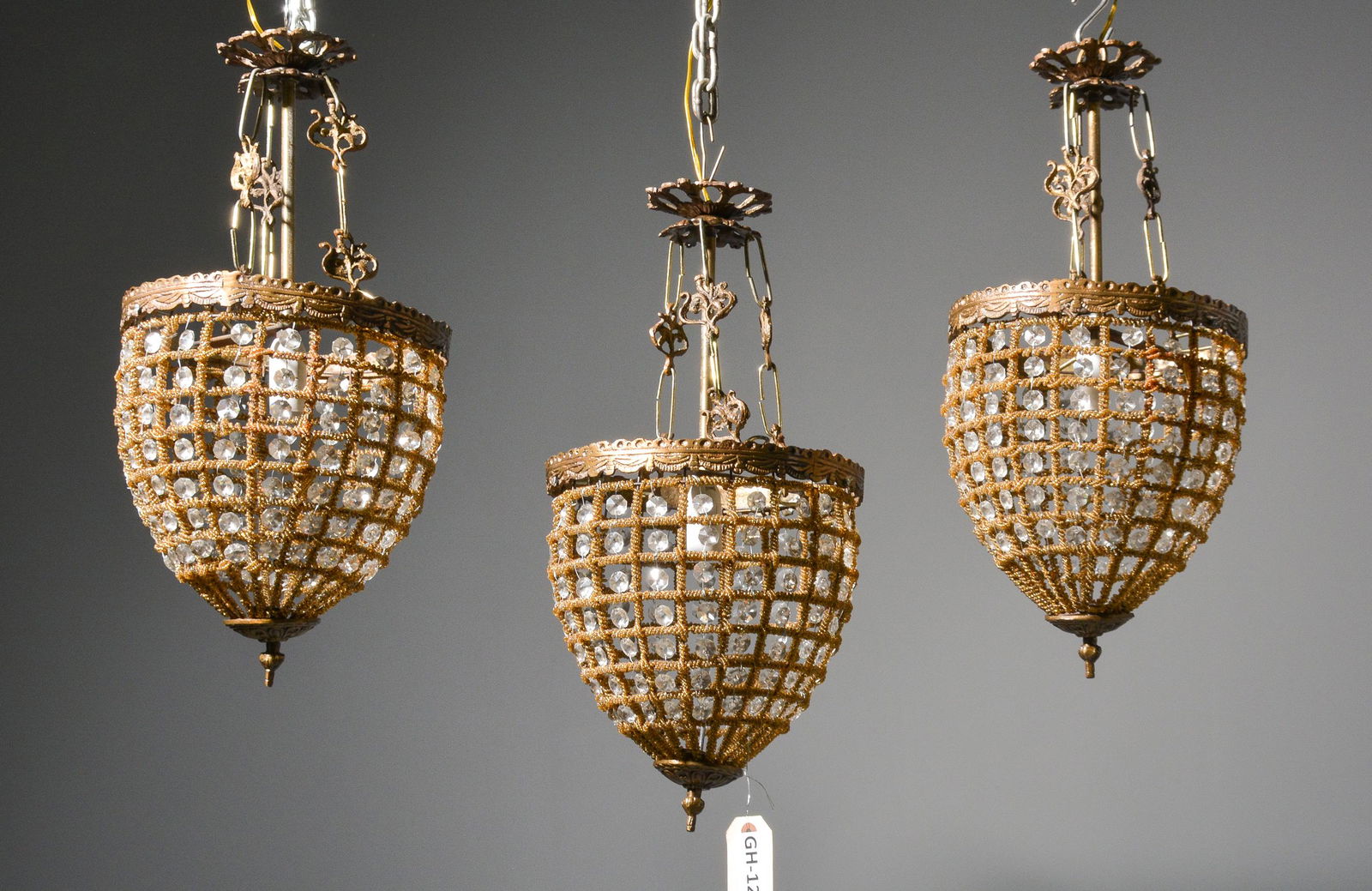 3 Empire Style Chandelier With Gold Beading (1 of 2)