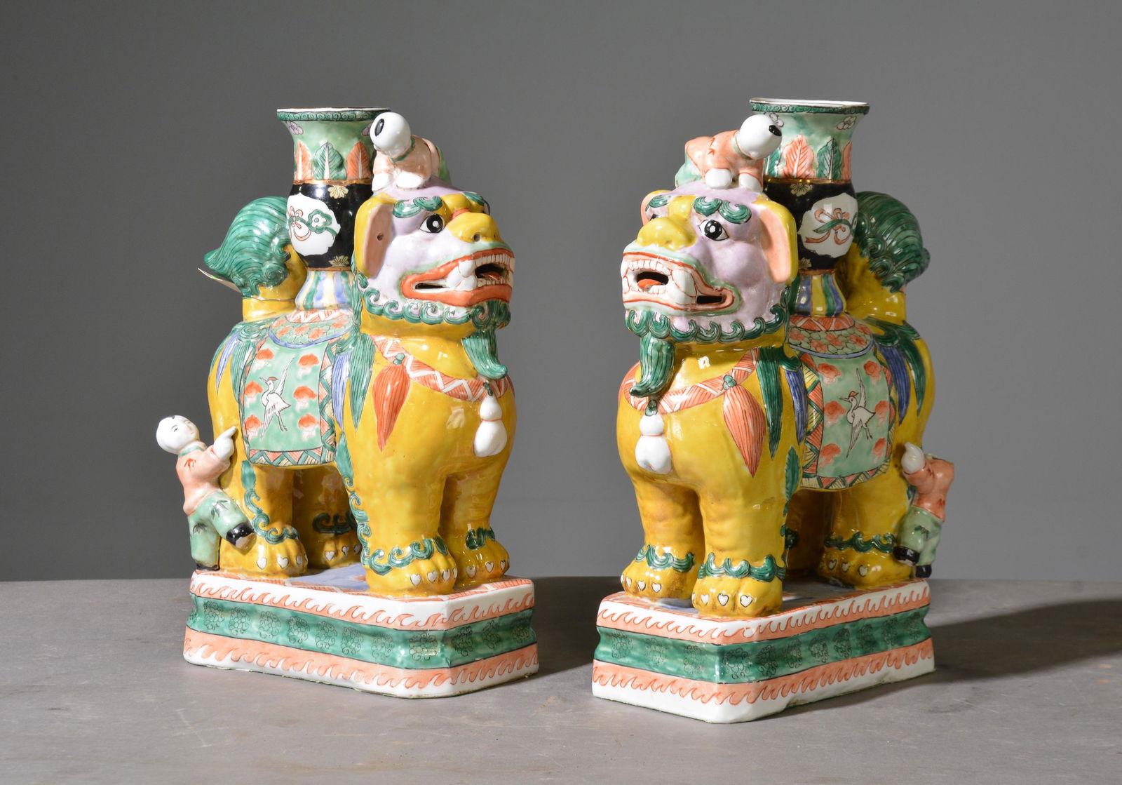 2 Foo Dog Painted Porcelain Candle Holders (1 of 4)