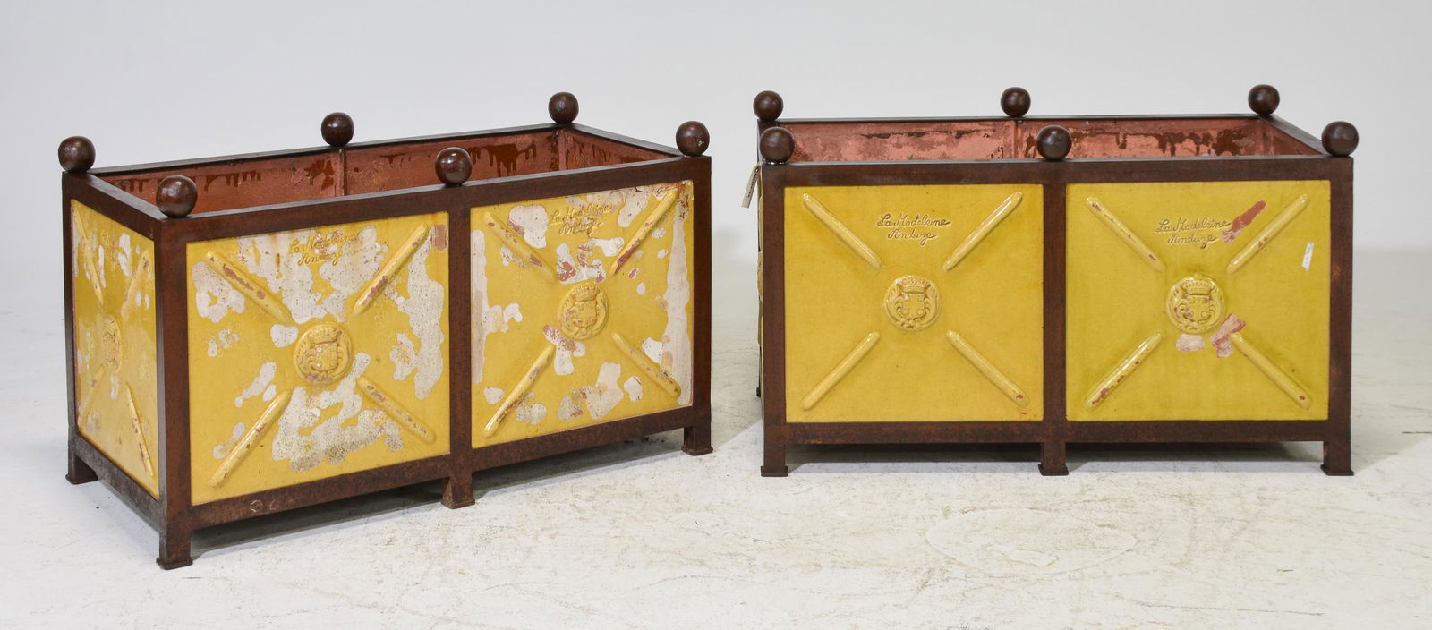 2 French Painted Terracotta / Iron Planters (1 of 4)